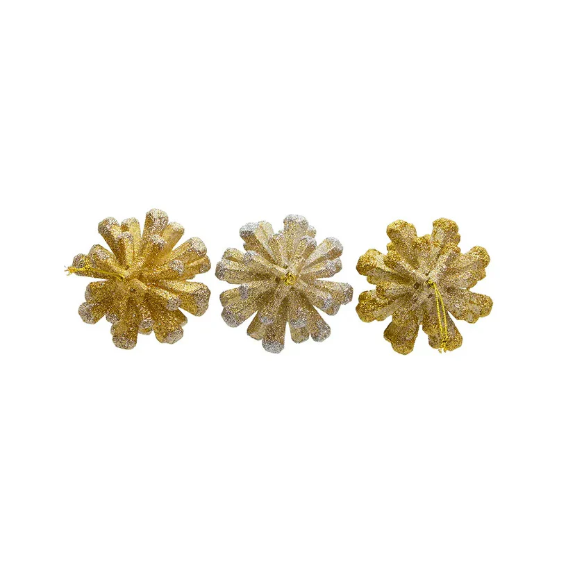 Gold and Platinum Pinecone Ornaments, 4.1" (3 styles - sold individually) - Image 2