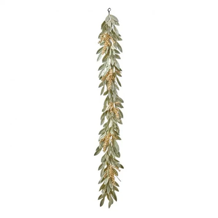 Gold Berry Bay Leaf Garland, 60" (Matcha)