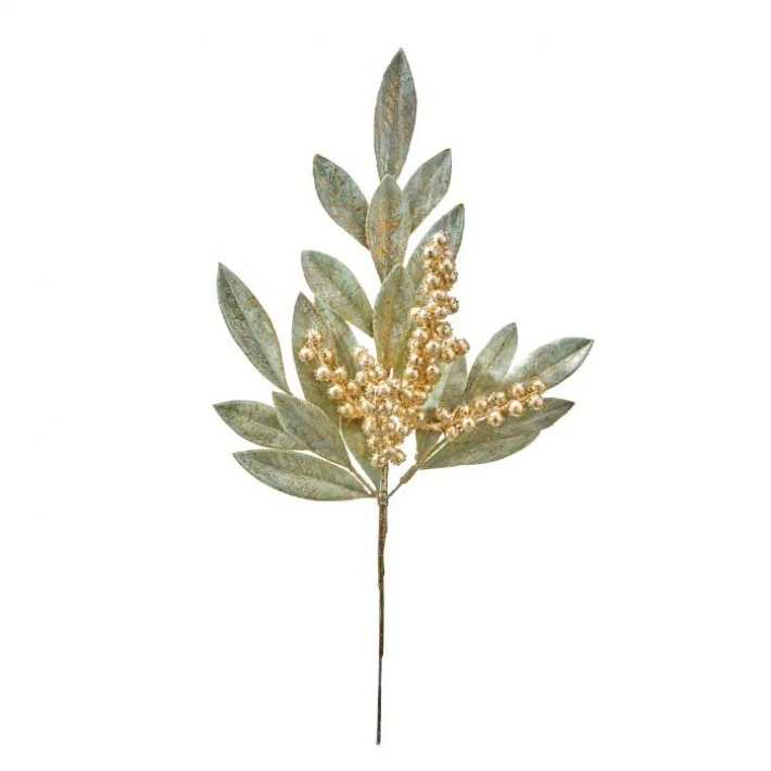 Gold Berry Bay Leaf Pick, 18" (Matcha)