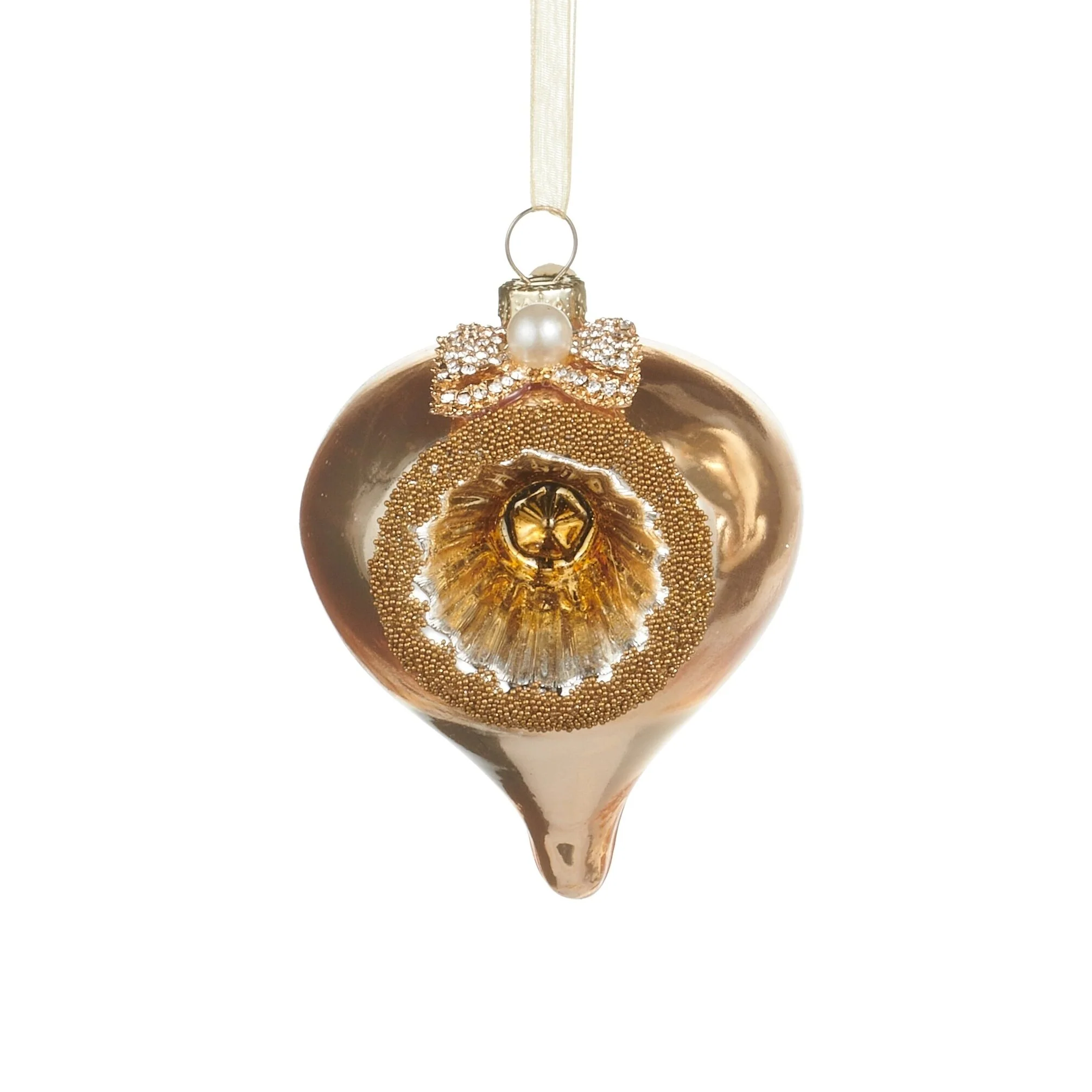 Gold Bow Reflector Ornament, 3" (3 Styles - Sold individually) - Image 2