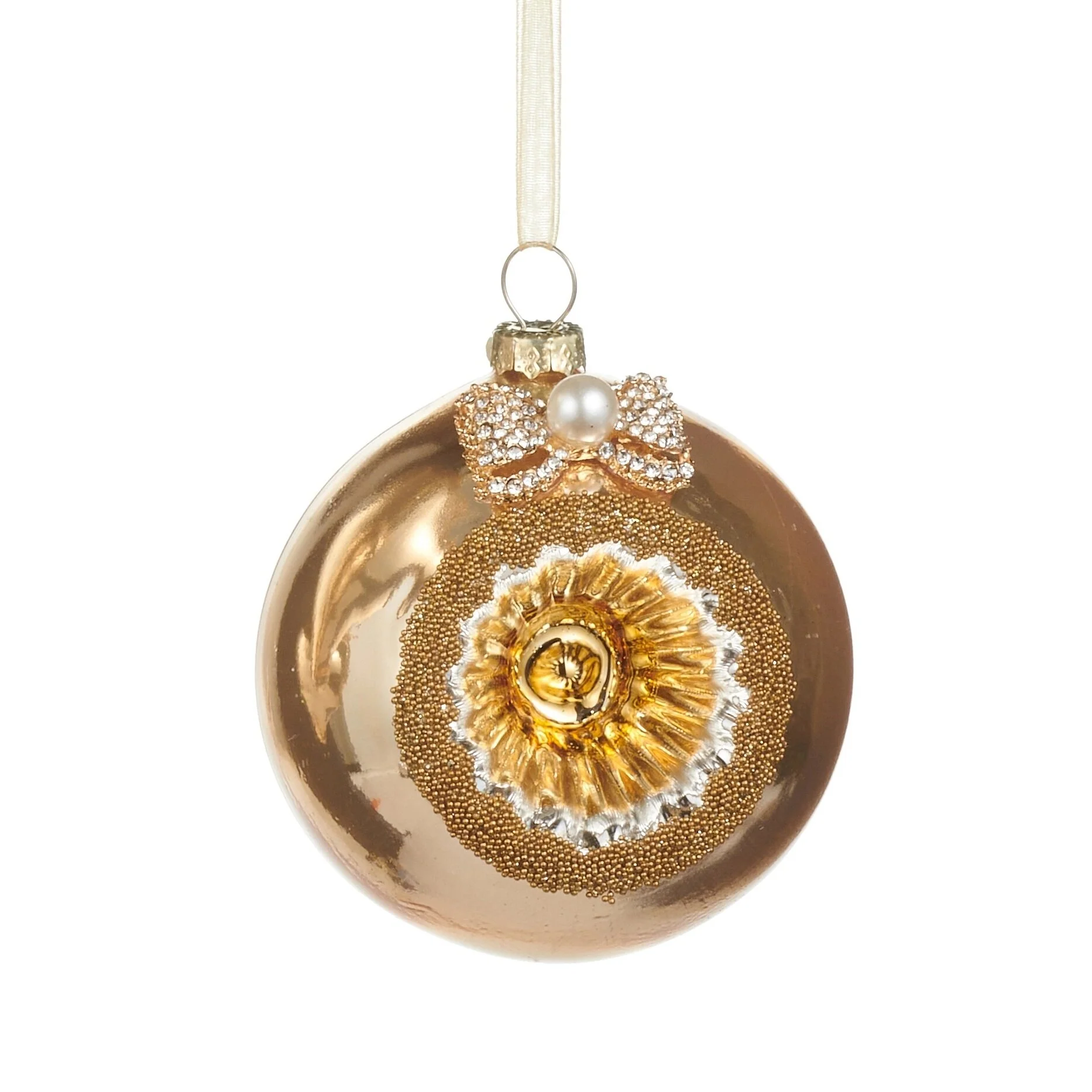 Gold Bow Reflector Ornament, 3" (3 Styles - Sold individually) - Image 4