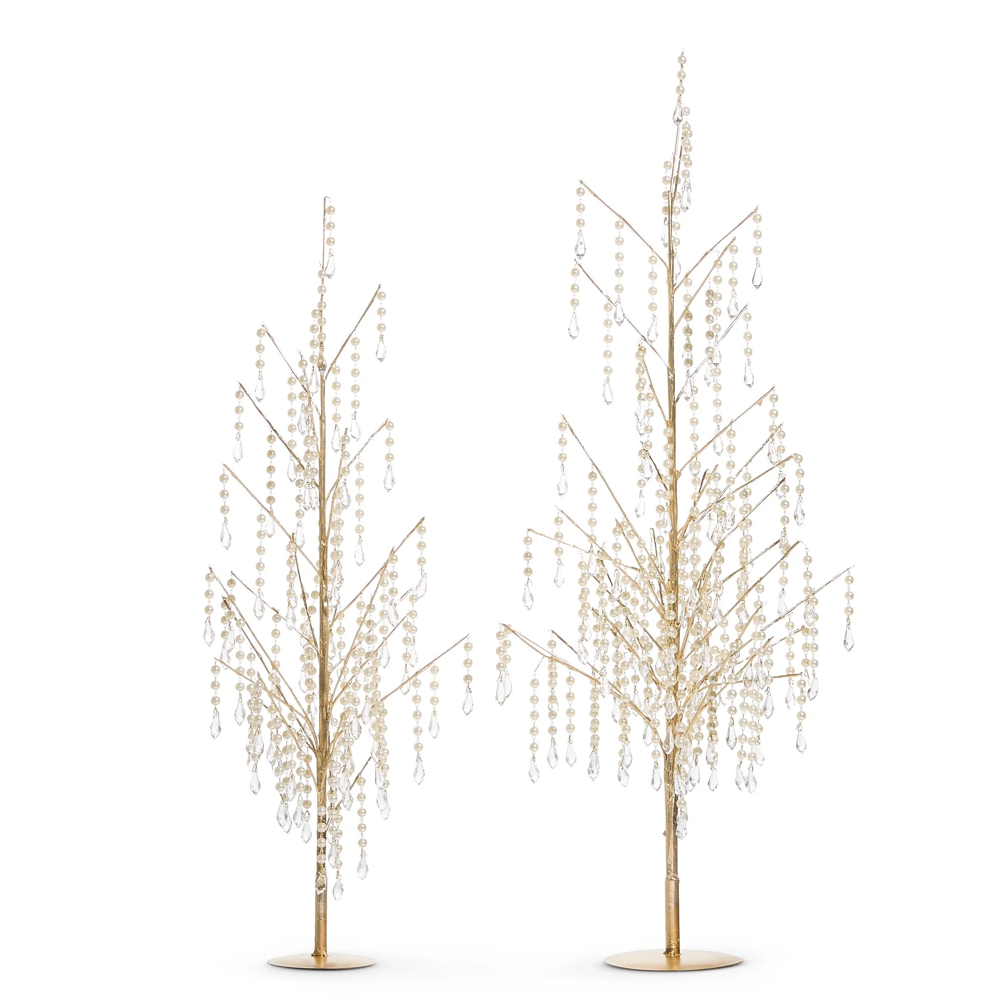 Gold Dripping Pearl Trees, 24.5" - 29.5" (Set of 2)