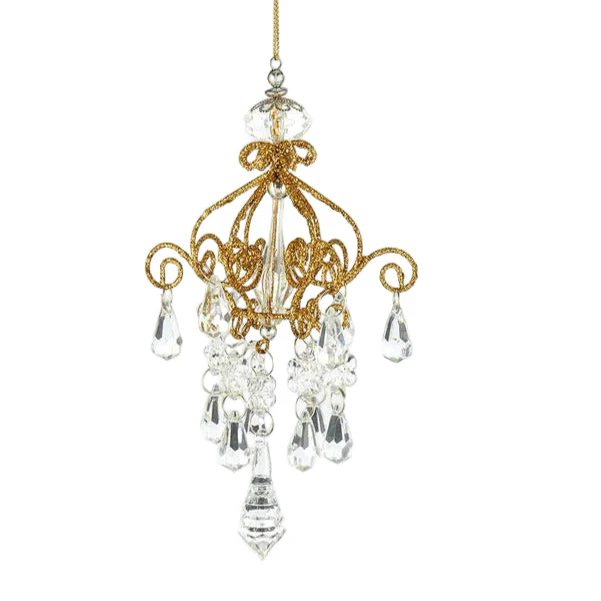 Gold Glitter Chandelier Ornaments, 6.5" (2 styles - sold individually) - Image 2
