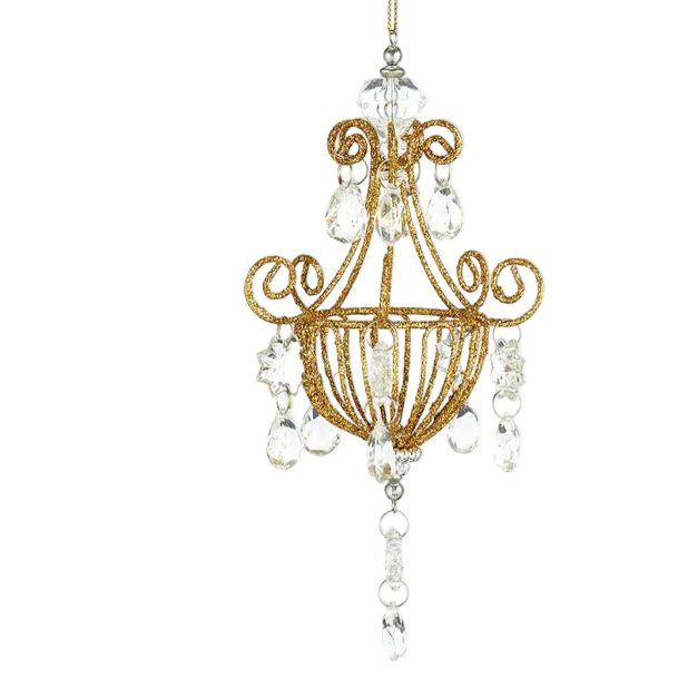 Gold Glitter Chandelier Ornaments, 6.5" (2 styles - sold individually) - Image 3