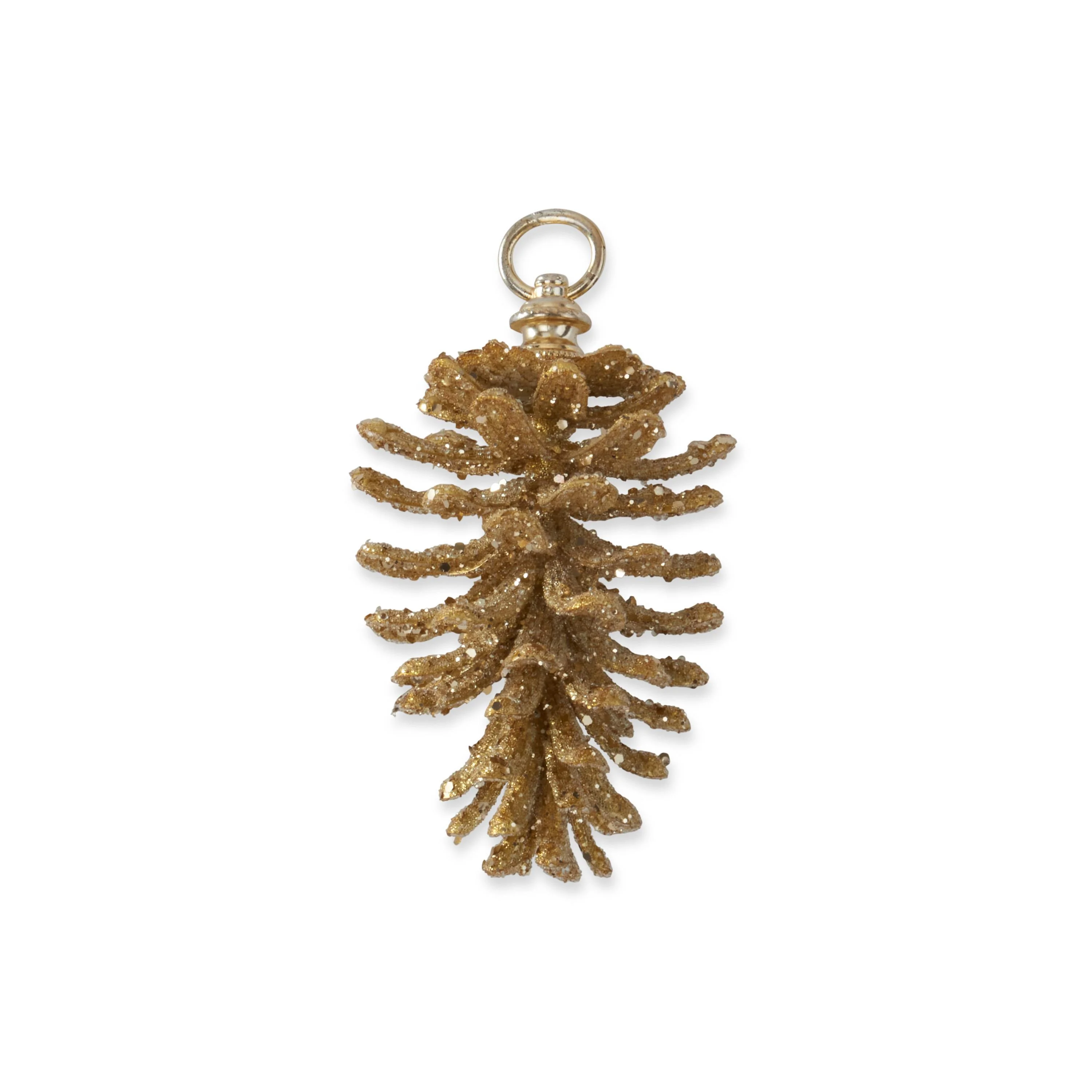 Gold Glittered Pinecone Ornament, 6.75"