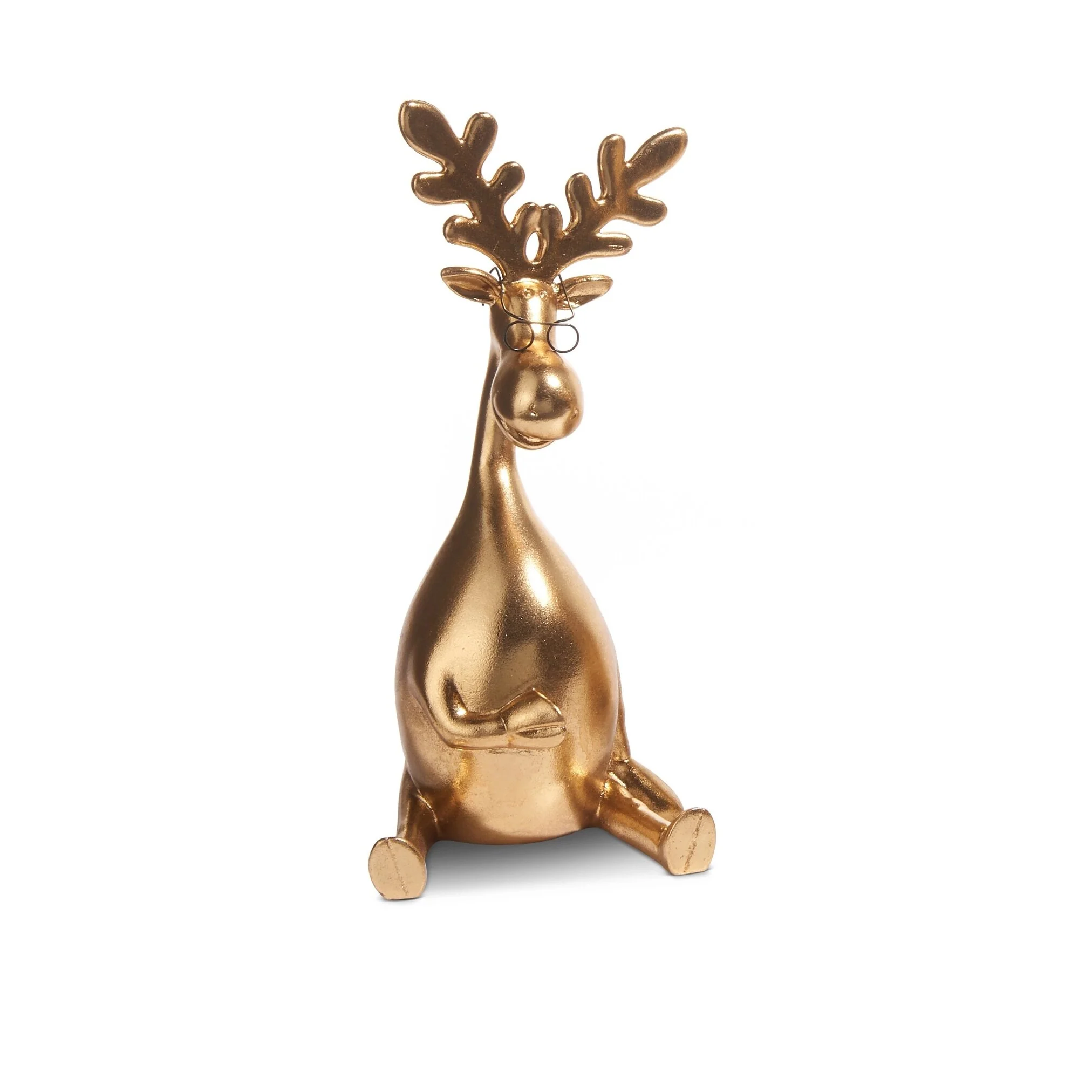 Gold Moose W/ Glasses Figurine, 12.75" (3 styles - sold individually) - Image 3
