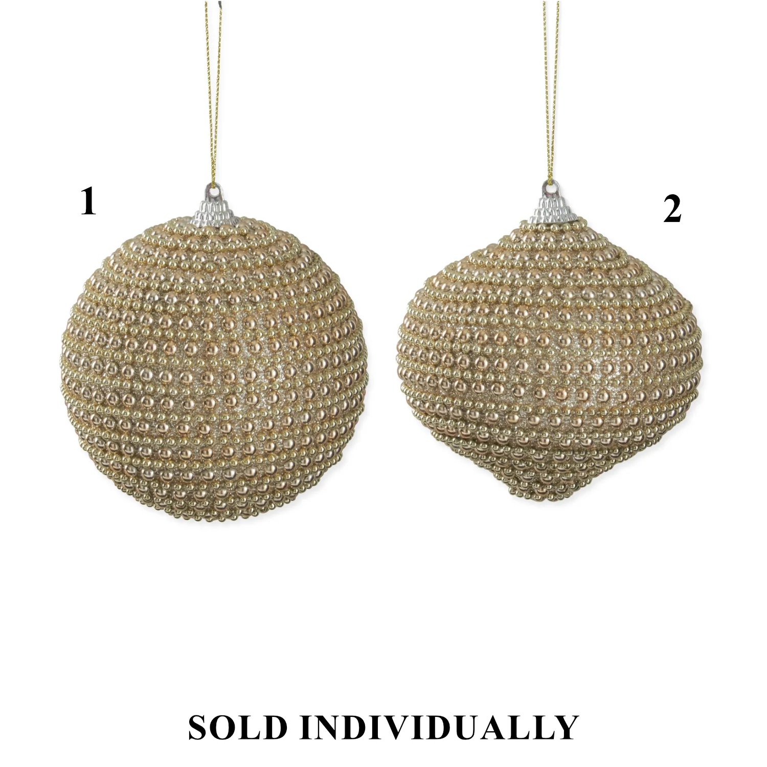 Gold Pearl Ornaments, 4.25" (2 styles - sold individually)