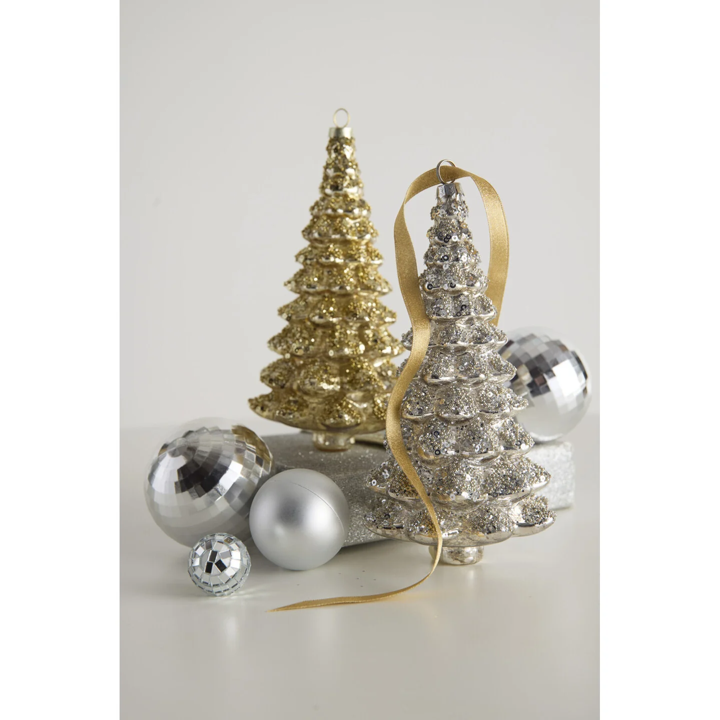 Gold Sequin Tree Ornament, 7" - Image 2
