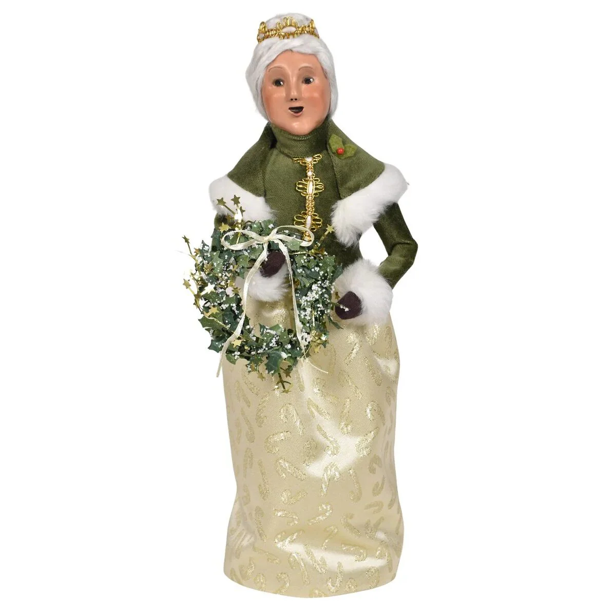 Gold Sparkle Mrs Claus Caroler Figurine, 13"
