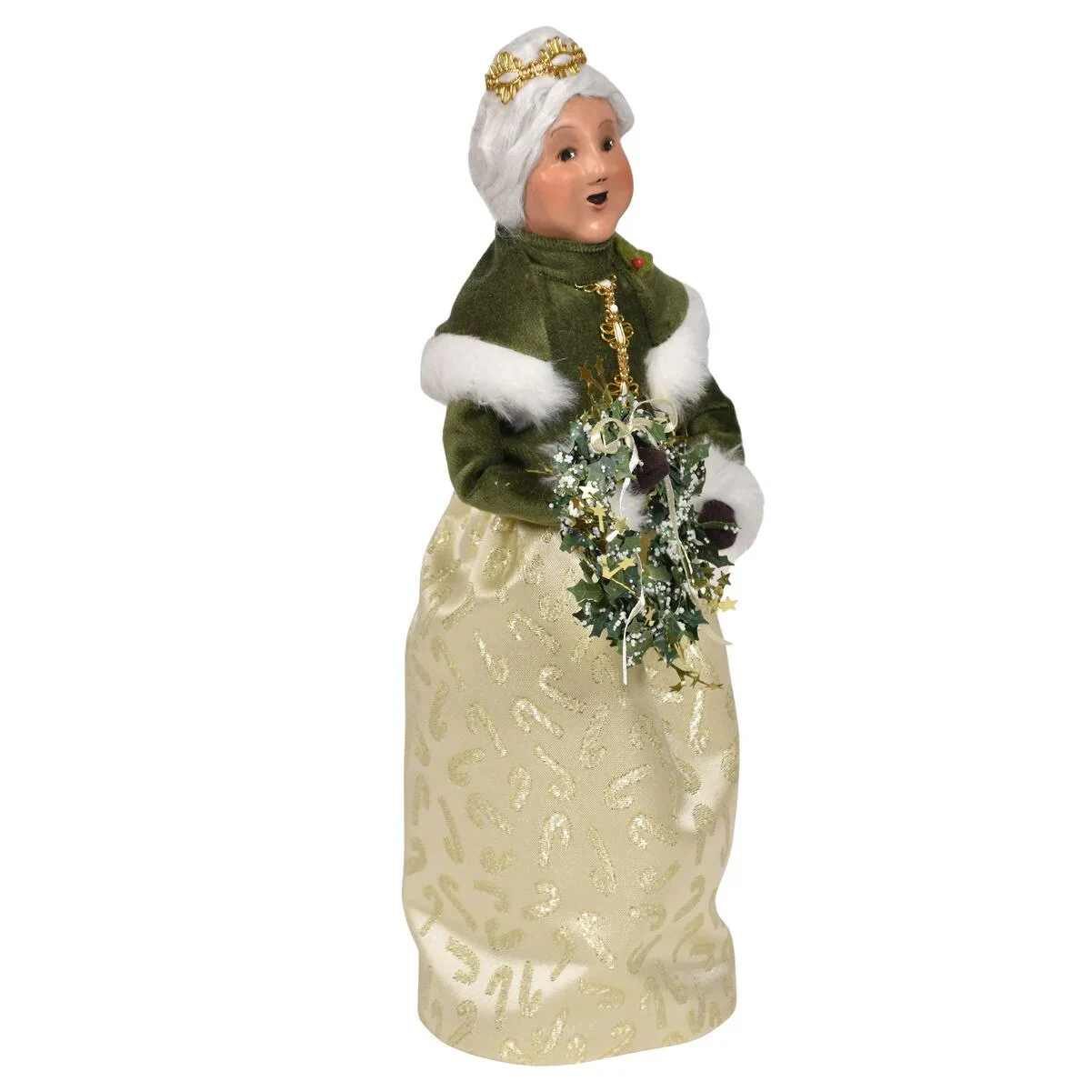 Gold Sparkle Mrs Claus Caroler Figurine, 13" - Image 6