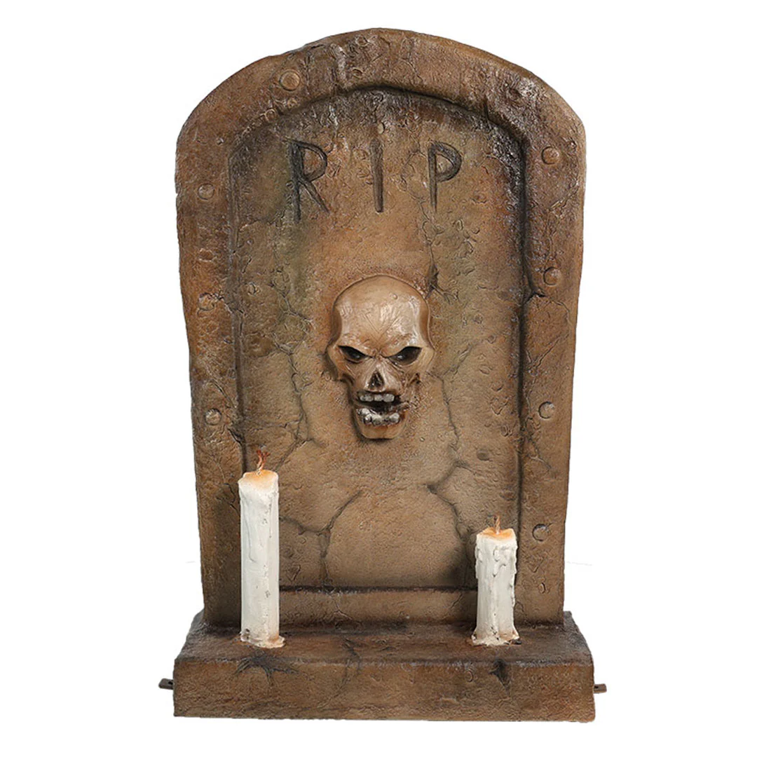 Large Gravestone w/Two Candles Decoration, 48" - Image 2