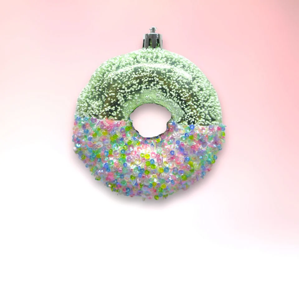 Glass Green Donut Ornament
