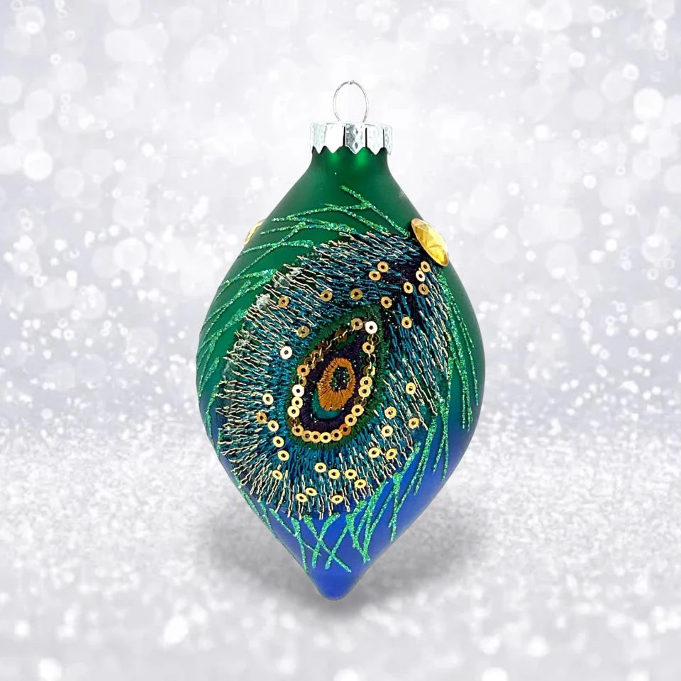 Green Peacock Feather Ornament