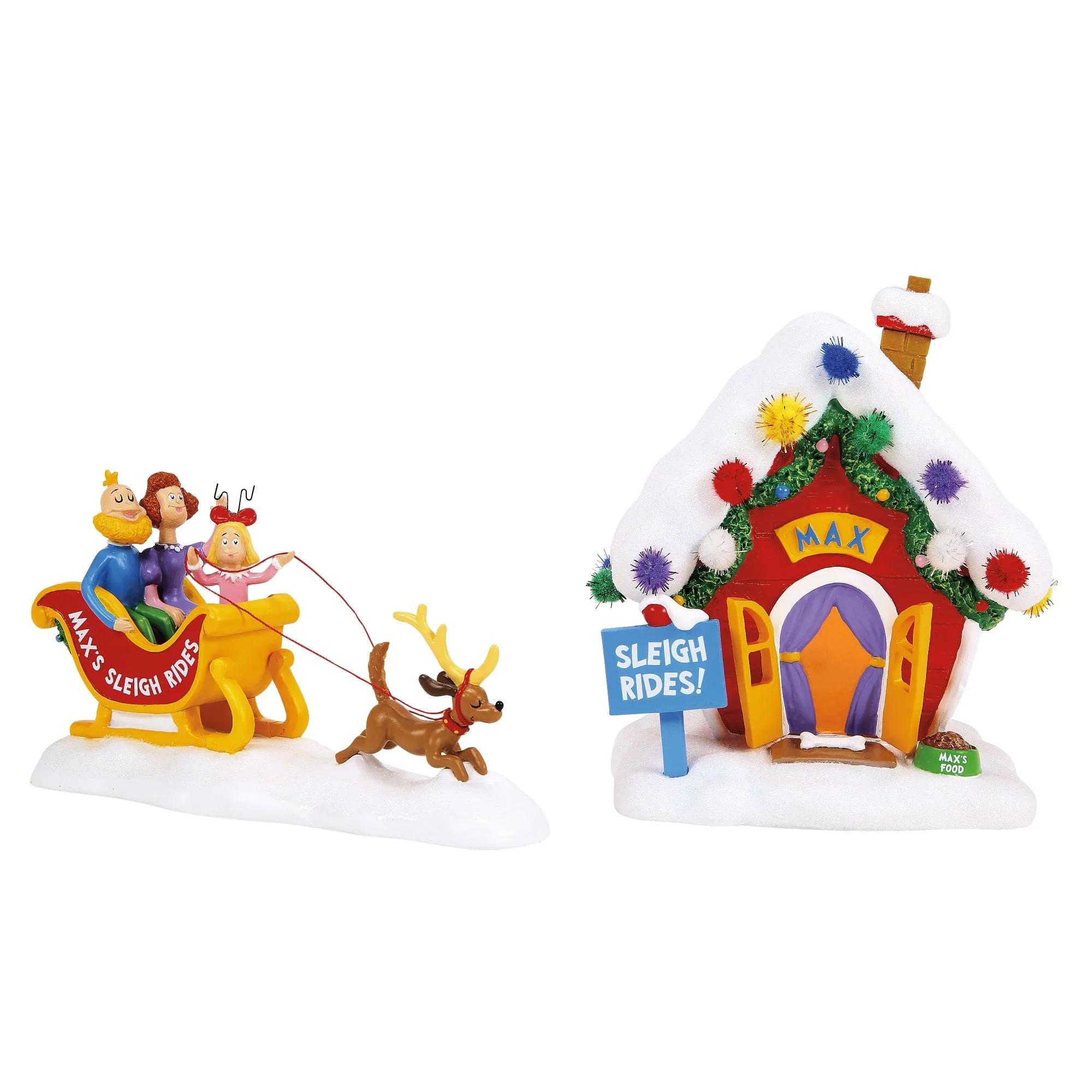 Grinch Village - Max's Sleigh Rides Figurines, 6" (Set of 2)