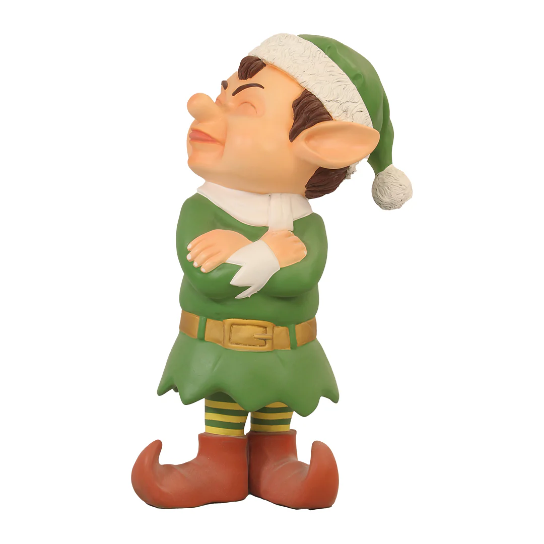 Large Fiberglass Grumpy Santa Elf Statue, 35"