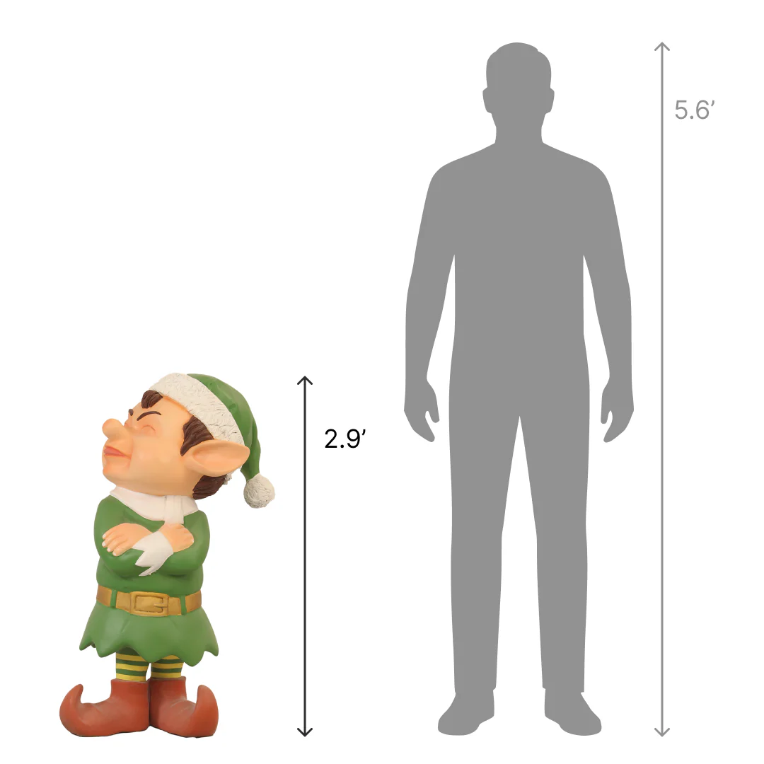 Large Fiberglass Grumpy Santa Elf Statue, 35" - Image 2