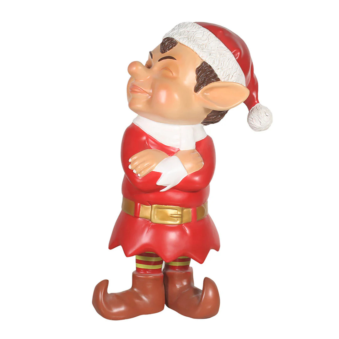 Large Fiberglass Grumpy Santa Elf Statue, 35" - Image 3