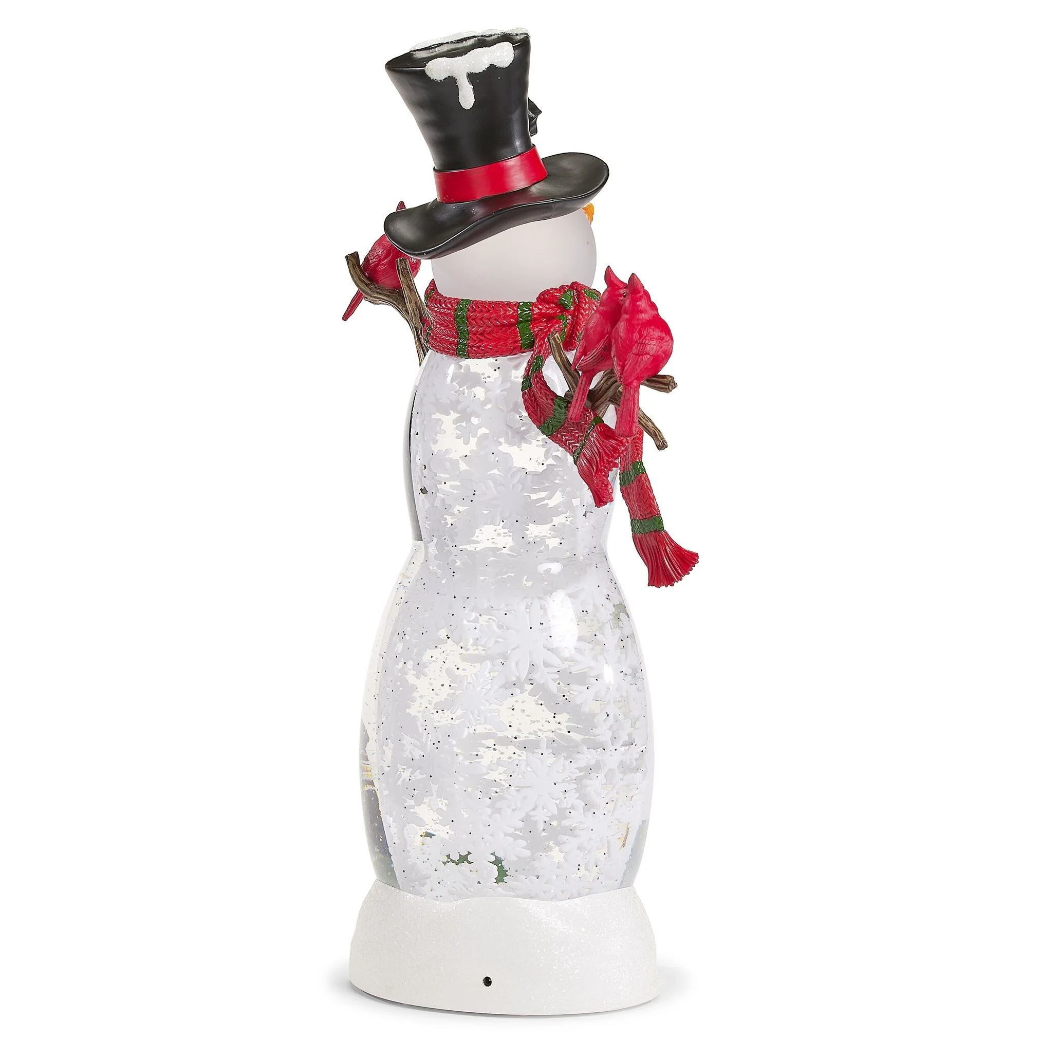 LED Lighted Swirl Snowman Water Globe W/ Scarf And Cardinals, 18" - Image 4