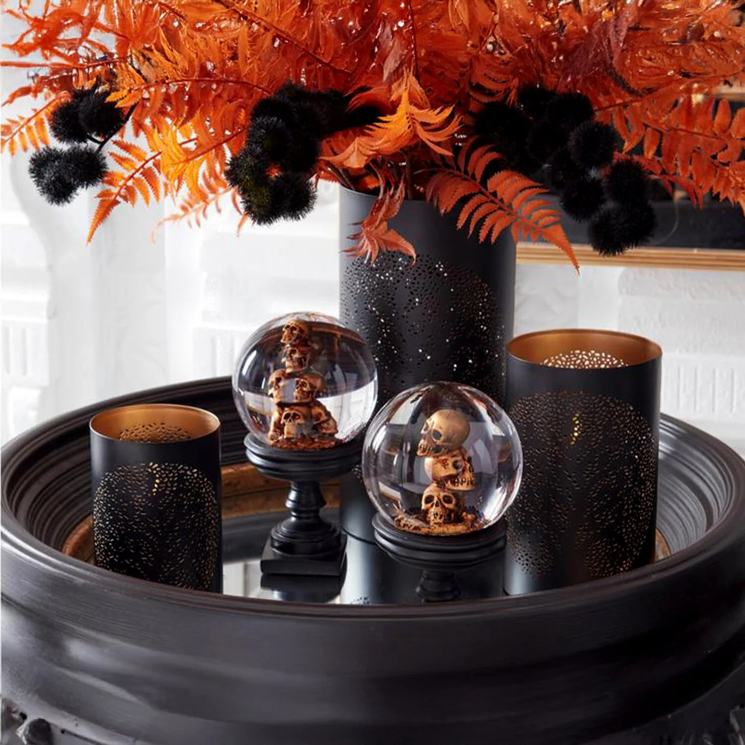 Halloween Skull Snow Globes (Set of 2), 8.5" - Image 2