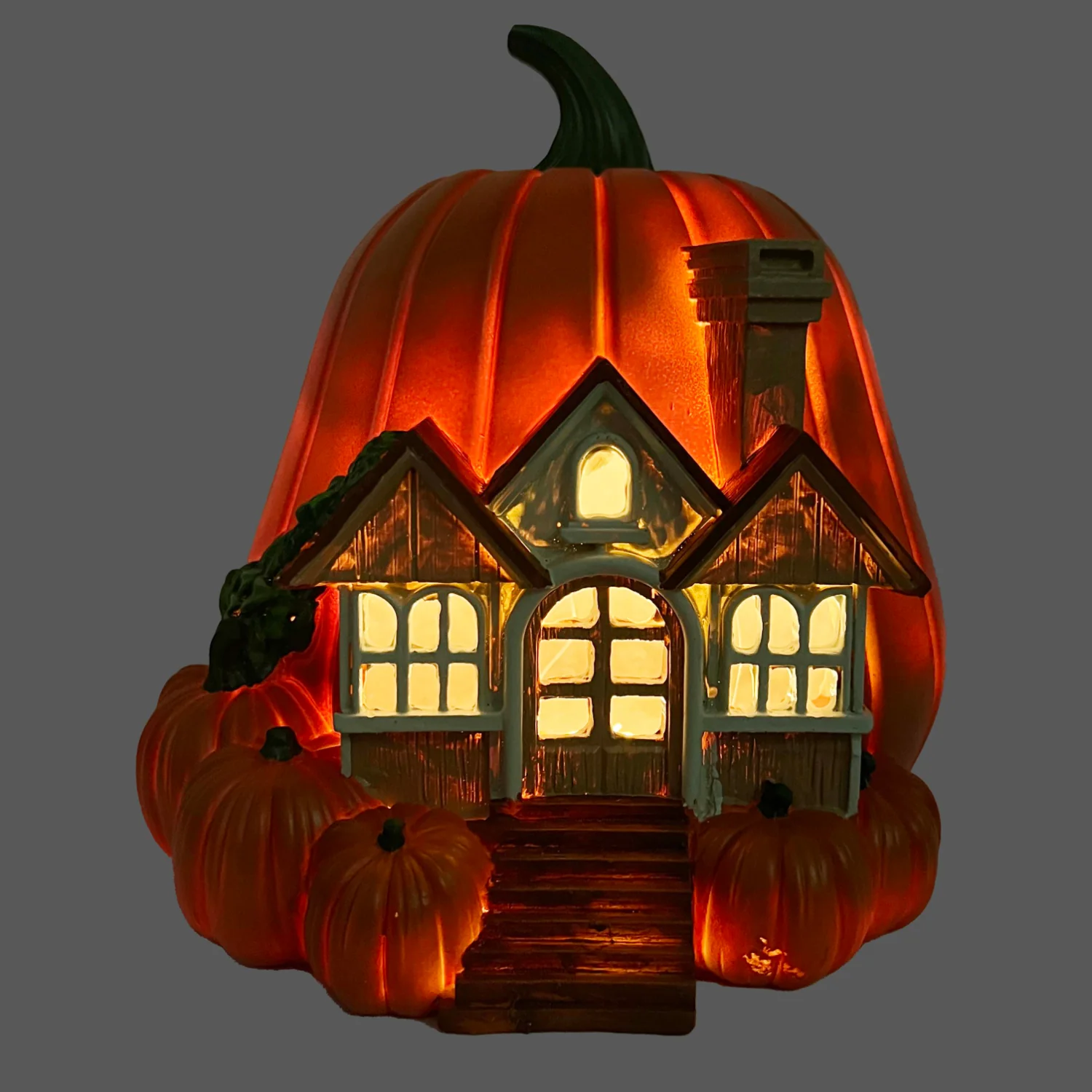 Hand Painted Pumpkin Village House w/Beige House - Image 2