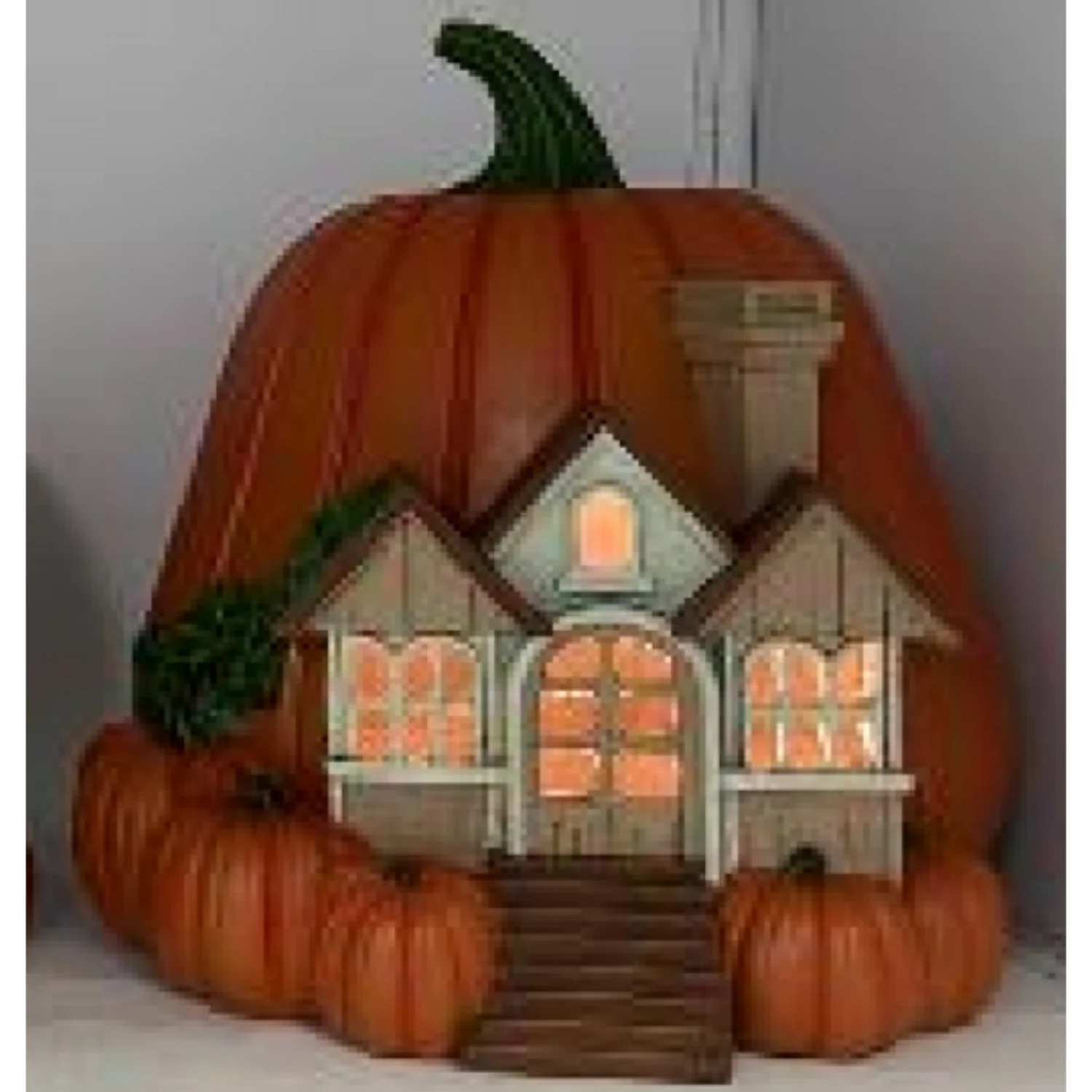 Hand Painted Pumpkin Village House w/Beige House - Image 3