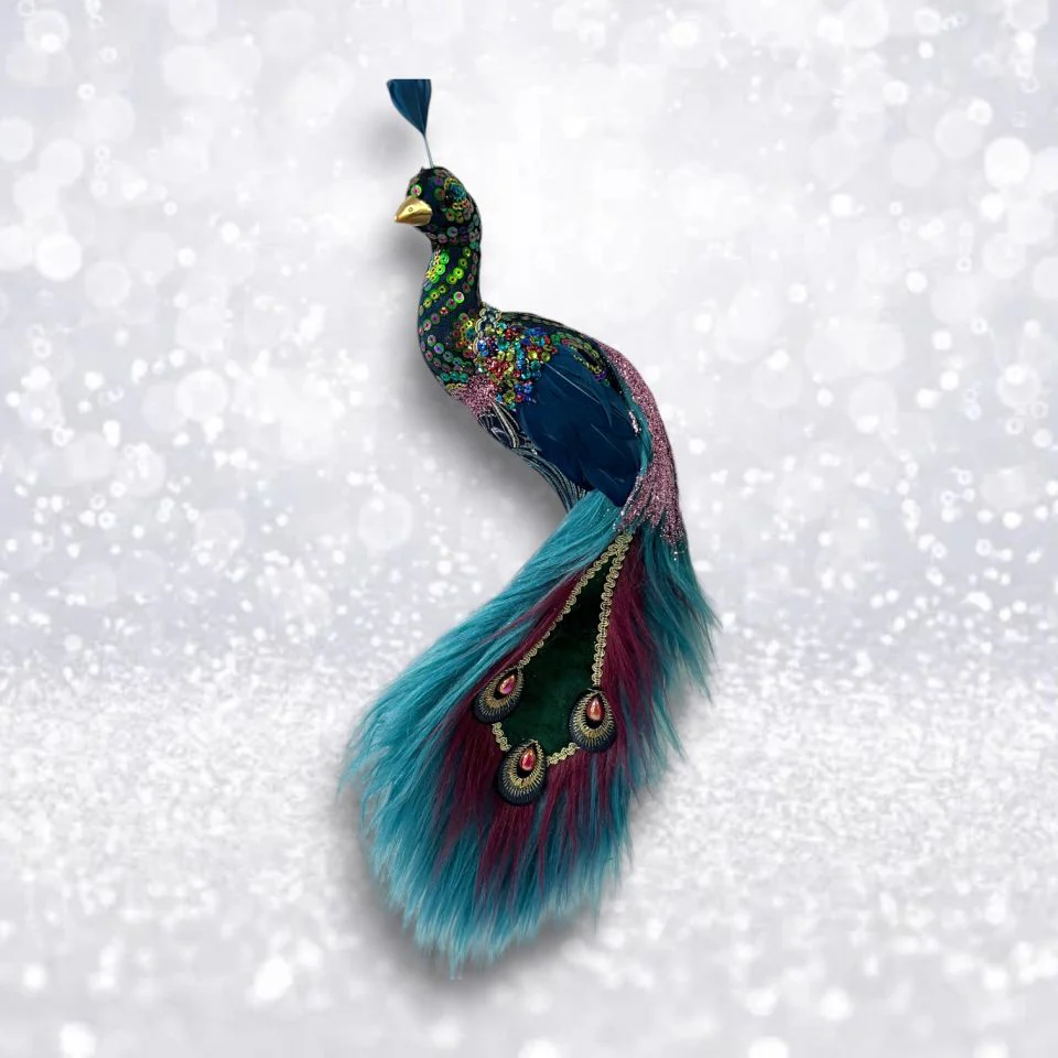 Hanging Peacock Figurine, 21"