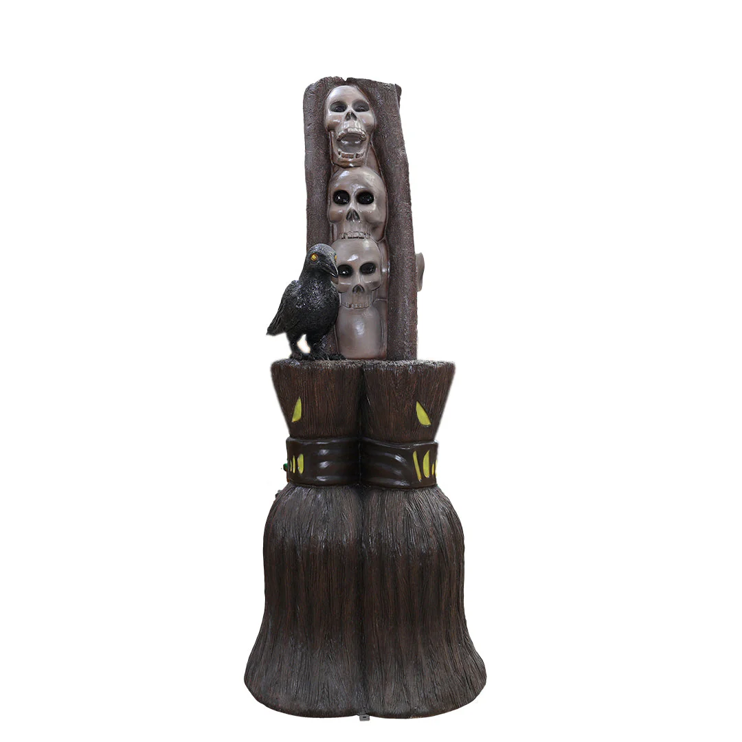 Giant Haunted Broom with Skull Pillar Decoration, 104"