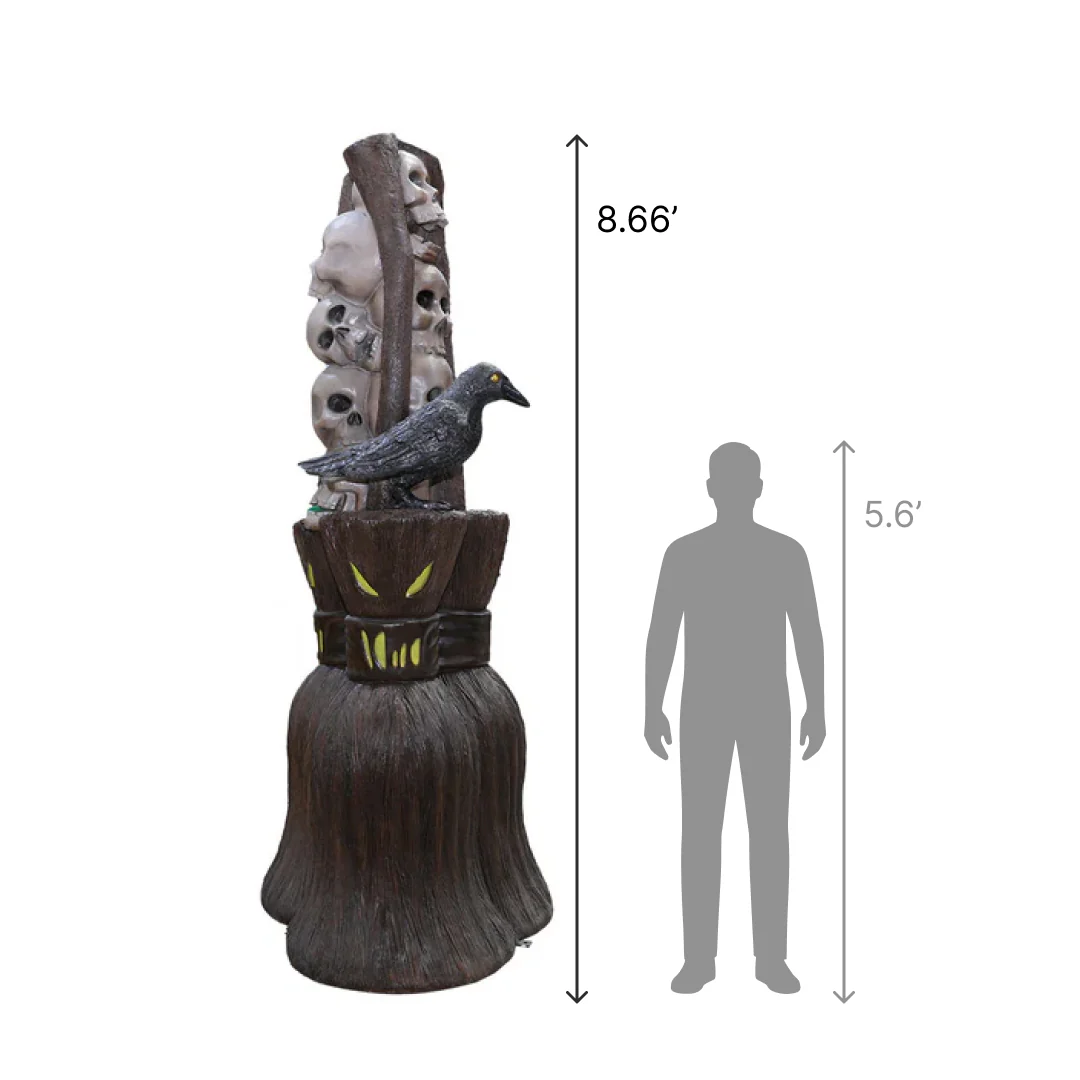 Giant Haunted Broom with Skull Pillar Decoration, 104" - Image 2