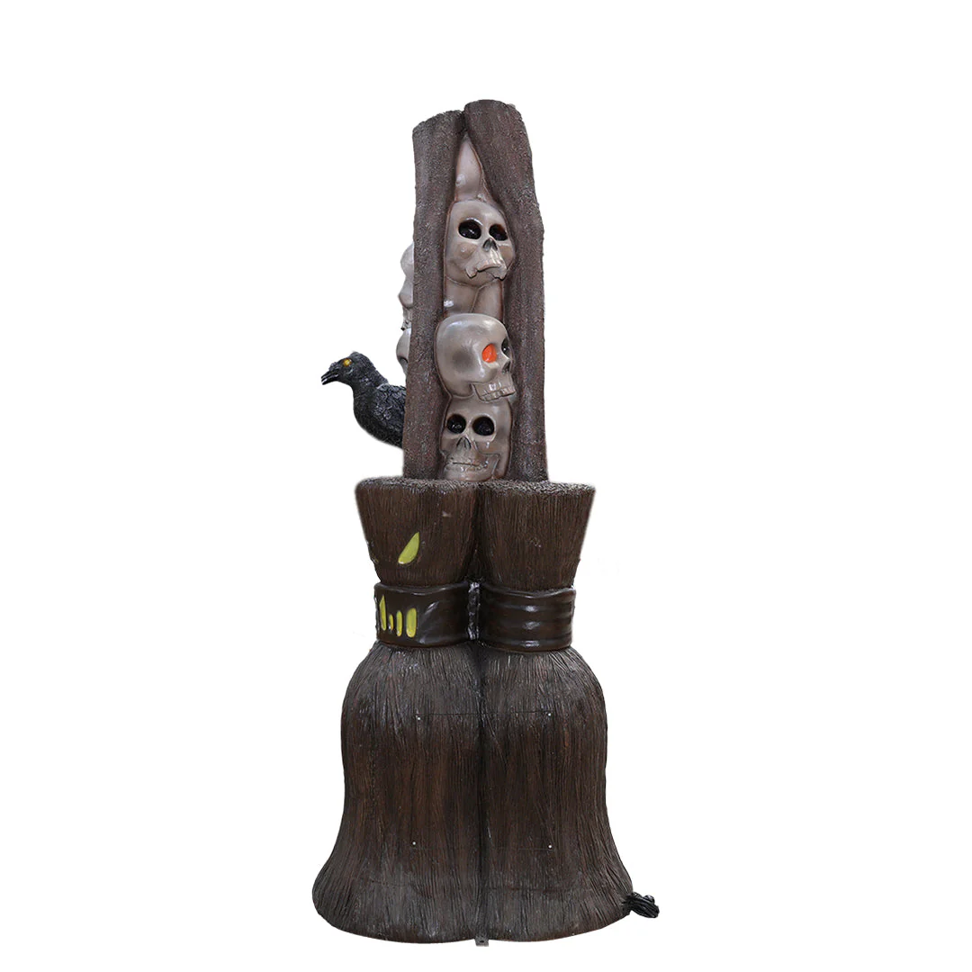 Giant Haunted Broom with Skull Pillar Decoration, 104" - Image 3