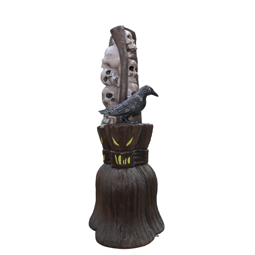 Giant Haunted Broom with Skull Pillar Decoration, 104" - Image 4