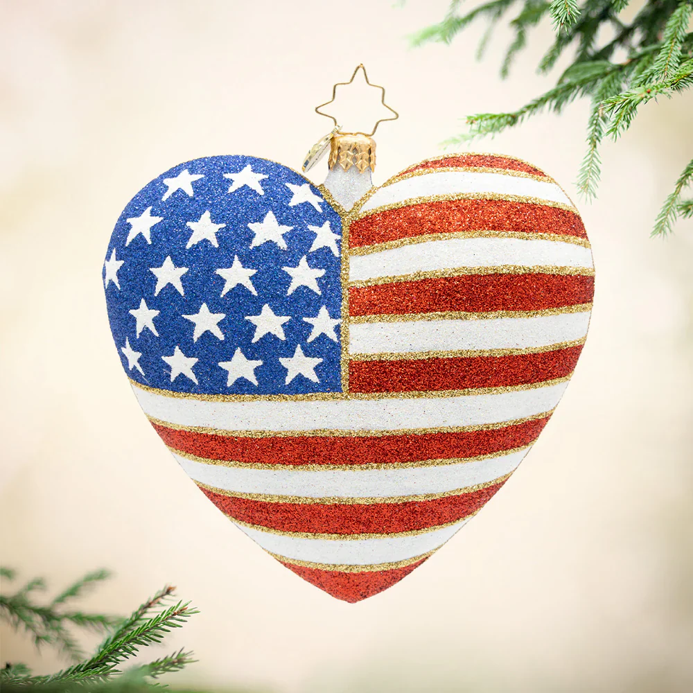 Heart of Independence – 250 Years Glass Ornament, 4.25"