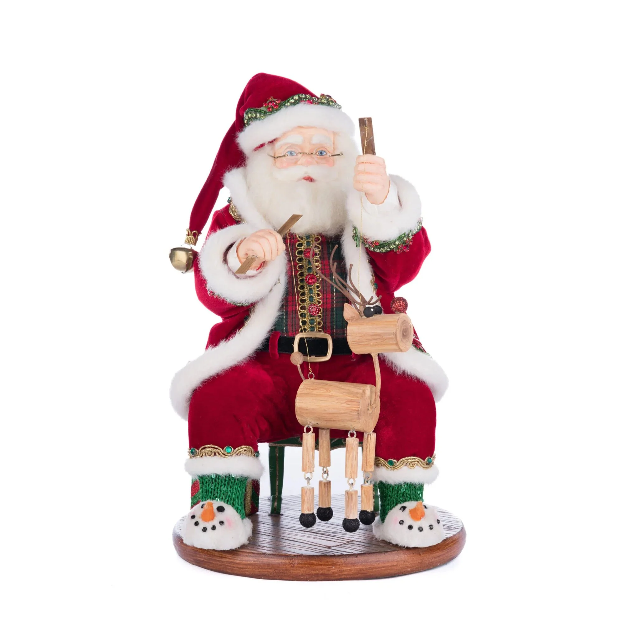 Holiday Magic Santa With Marionette Figurine, 14"