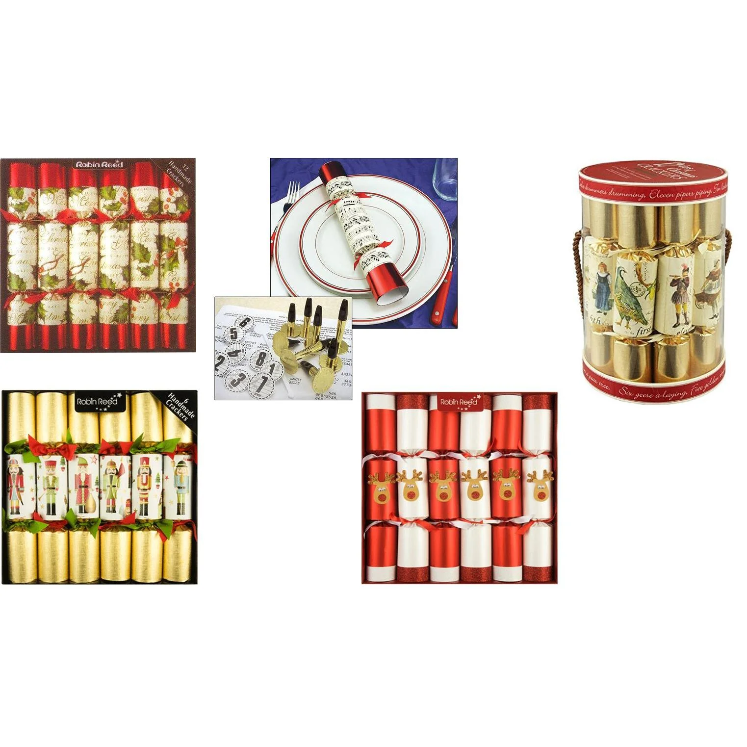 Holly Bells Party Crackers, 12" (Set of 6) - Image 4