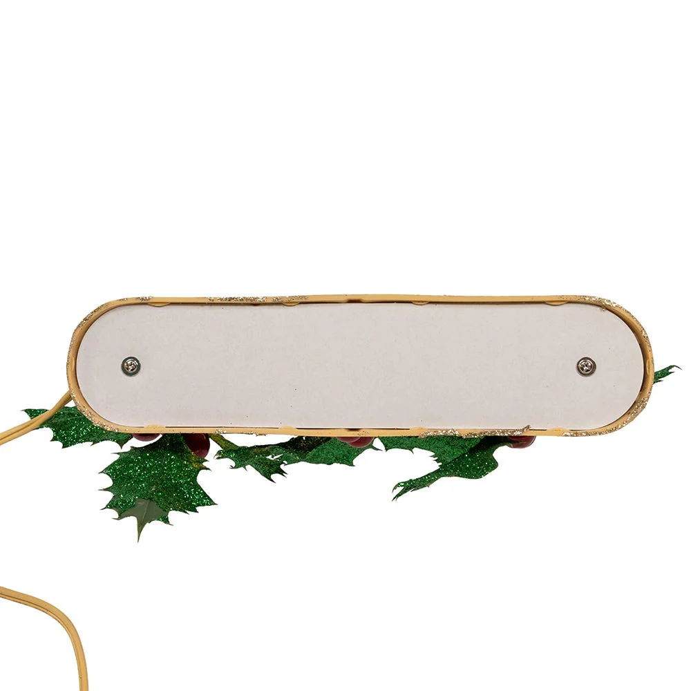 Holly Berry & Greenery With Gold Base Three Bubble Light Table Piece, 6.9" - Image 8