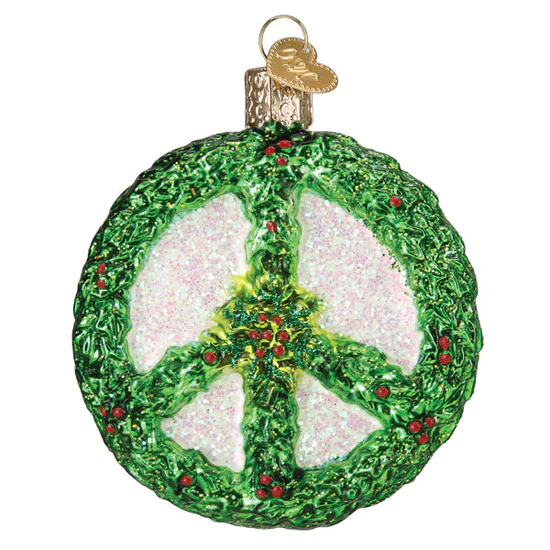 Holly Peace Symbol Ornament, 3.5" - Image 4