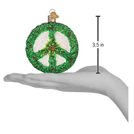 Holly Peace Symbol Ornament, 3.5" - Image 5