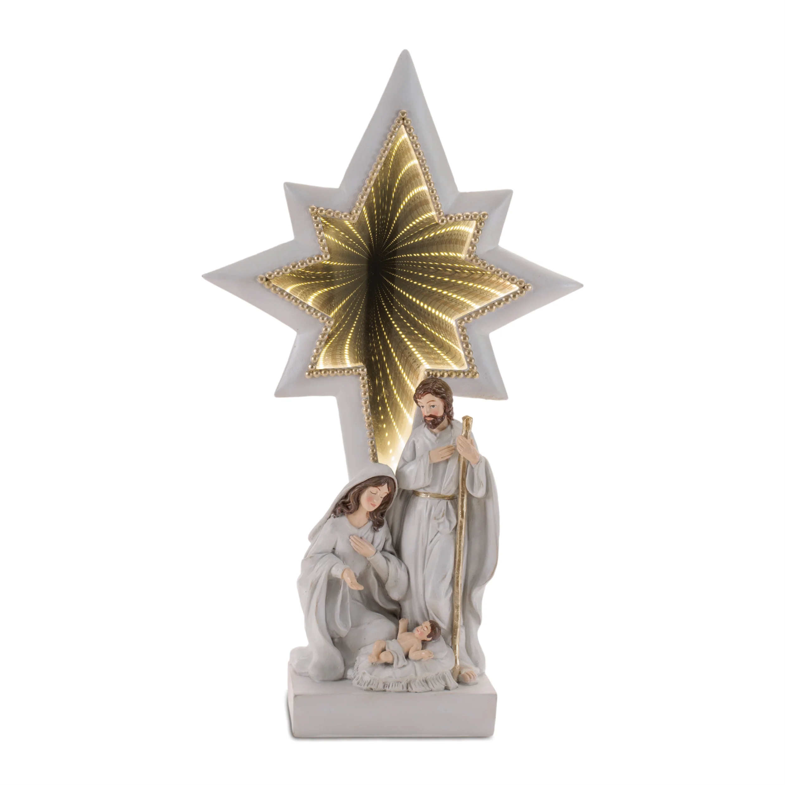 Holy Family w/Star Infinity Light, Acrylic w/UL Plug, 15.5"