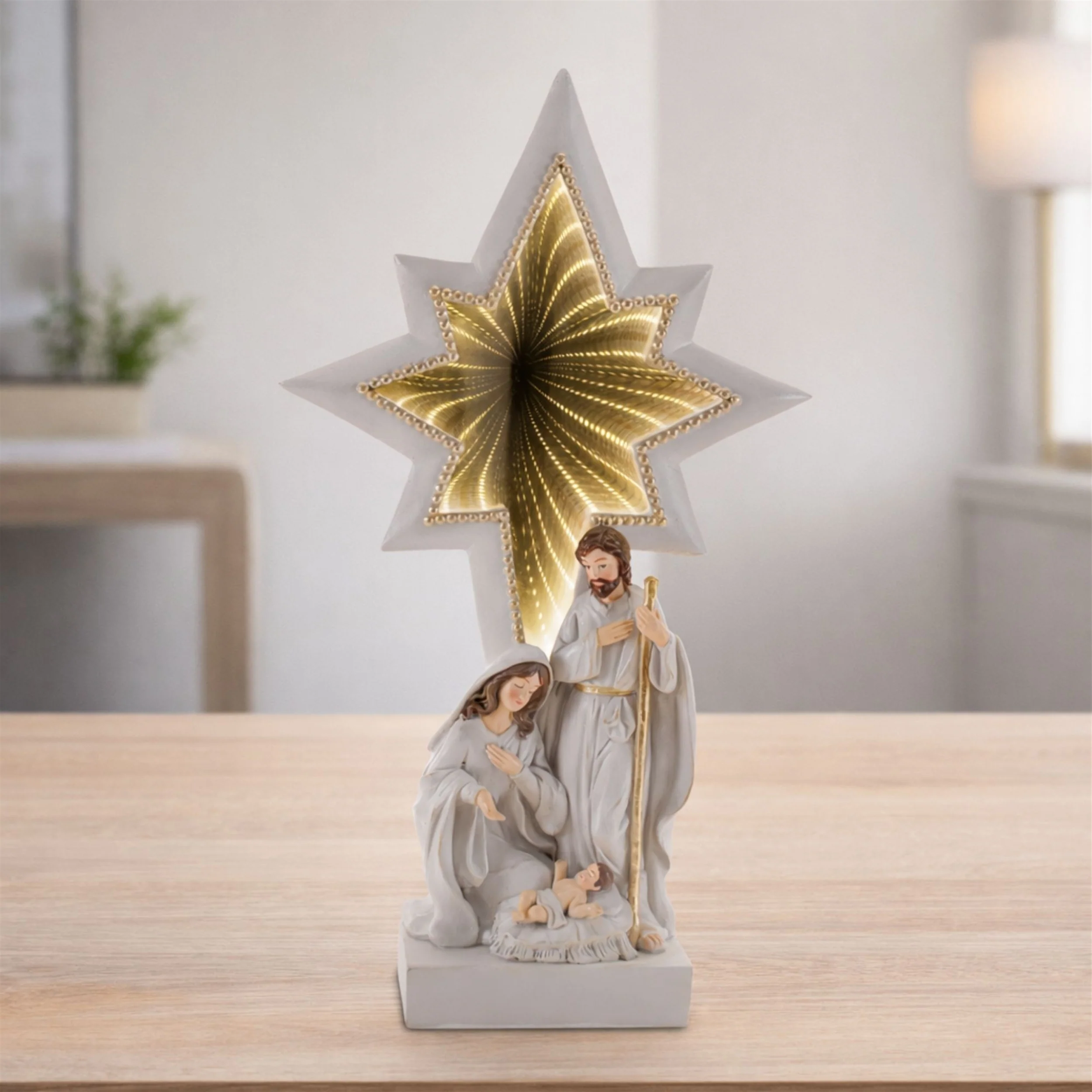 Holy Family w/Star Infinity Light, Acrylic w/UL Plug, 15.5" - Image 2
