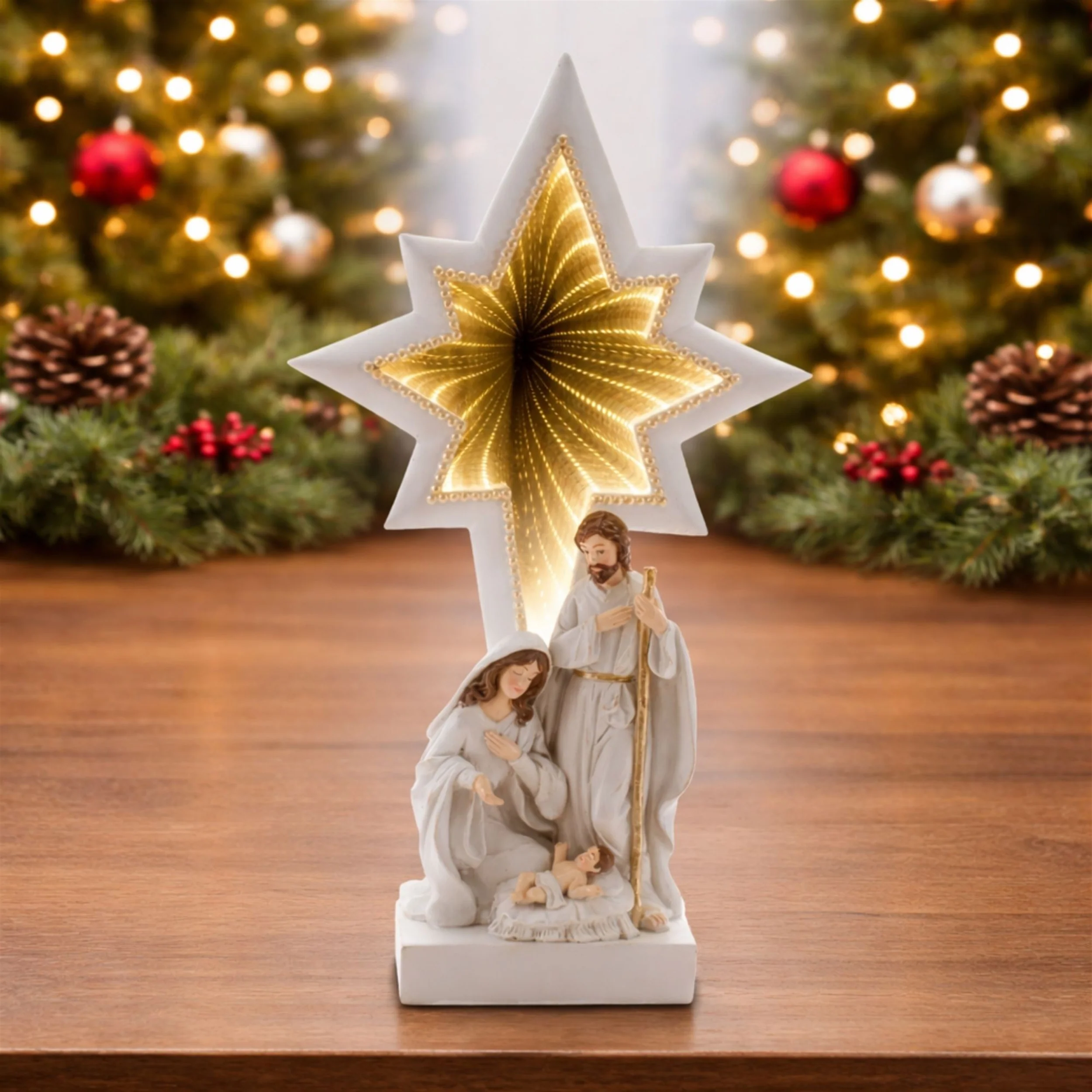 Holy Family w/Star Infinity Light, Acrylic w/UL Plug, 15.5" - Image 3
