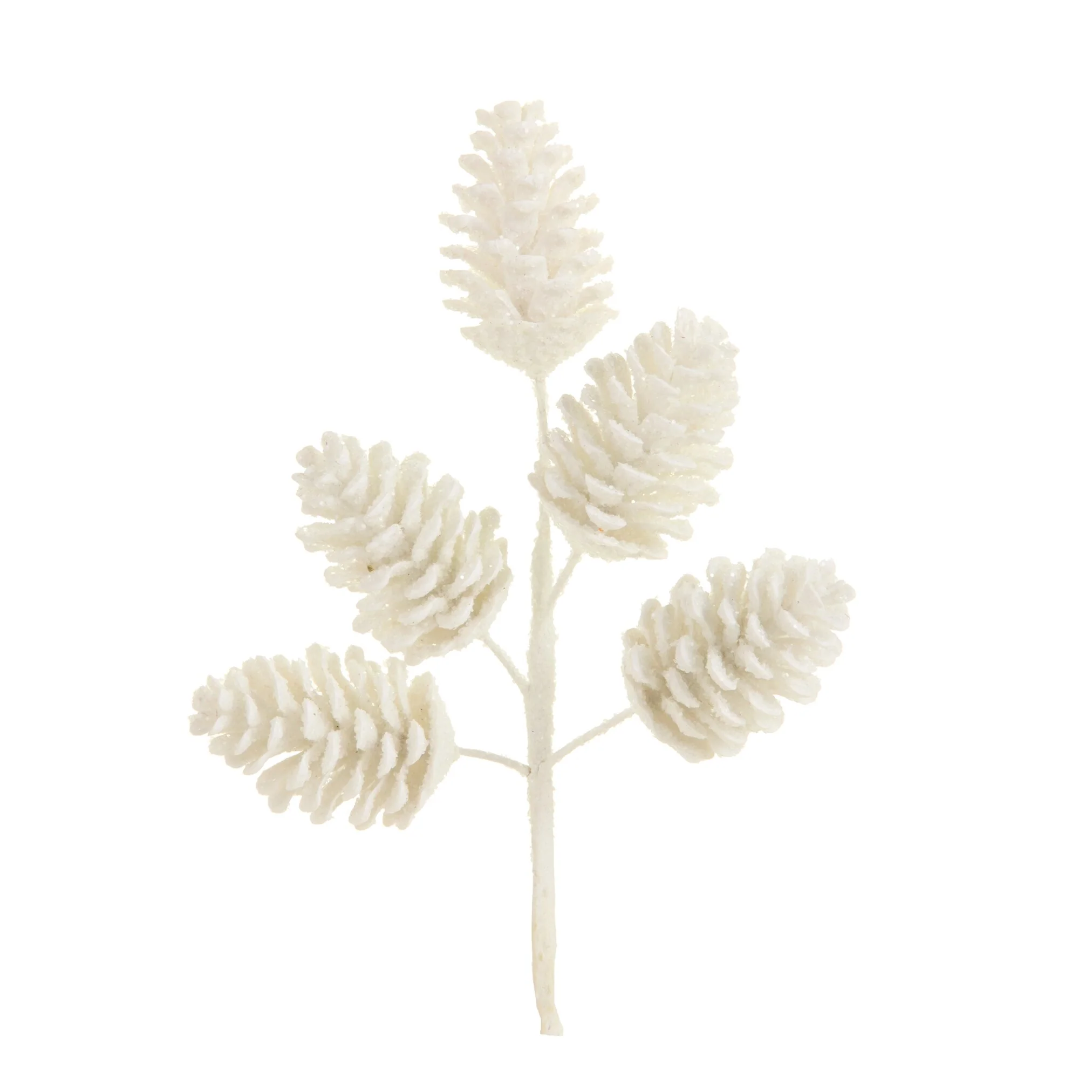 Iced White Pinecone Pick, 13"