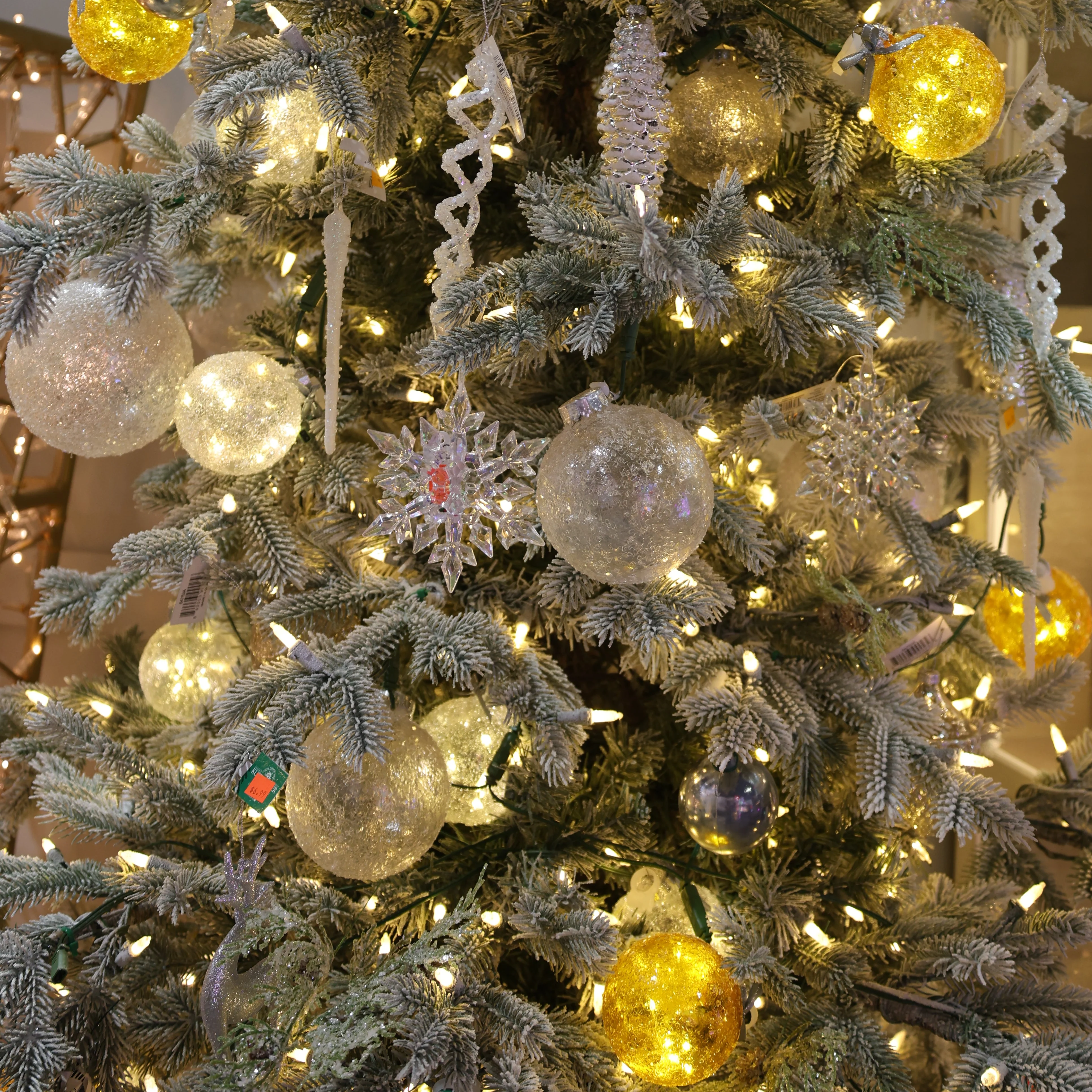 Icy Crystal Ball, 80mm, set of 12, Gold - Image 3
