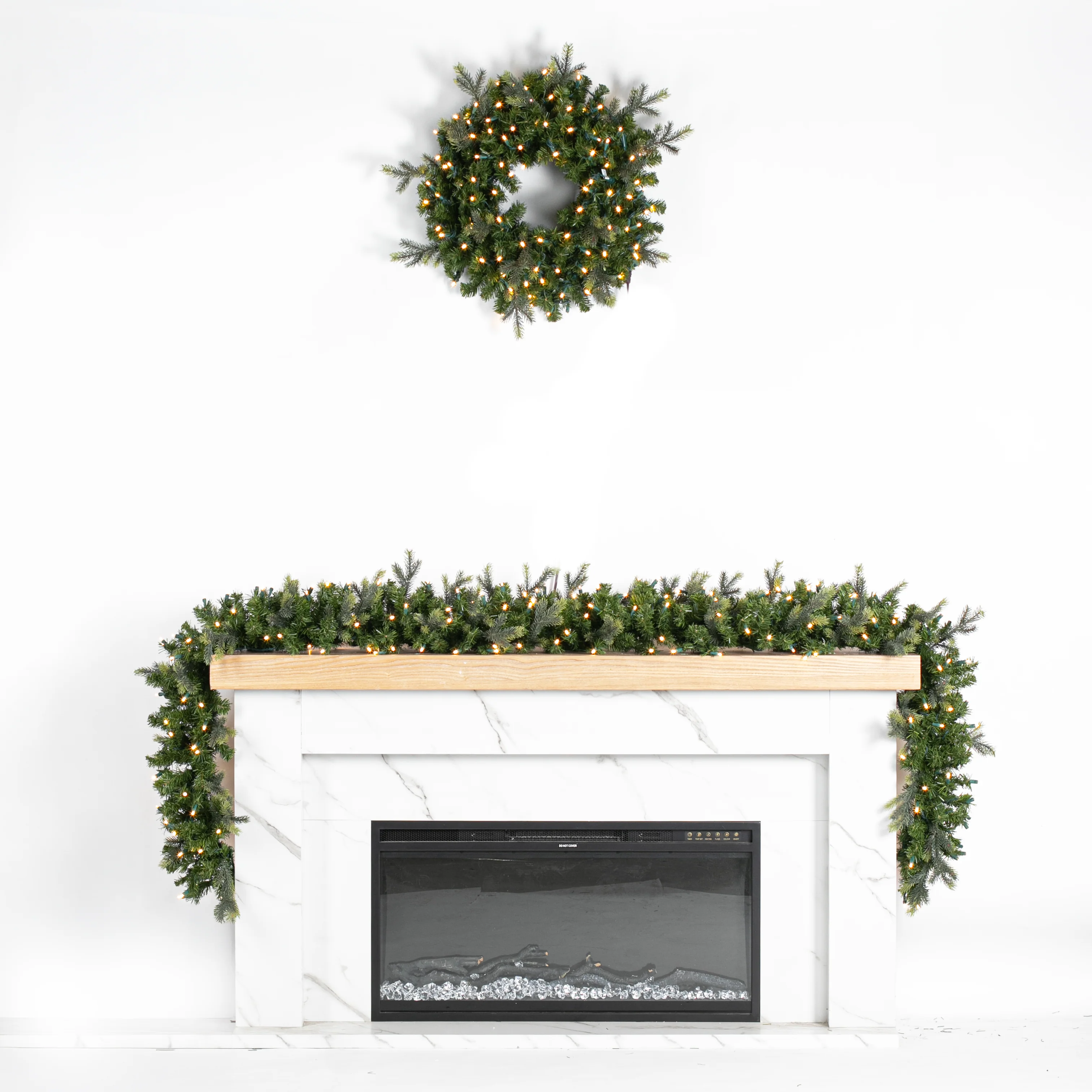 Mixed Pine Artificial Christmas Garland, LED Lit Warm White, (10"D / 14"D)