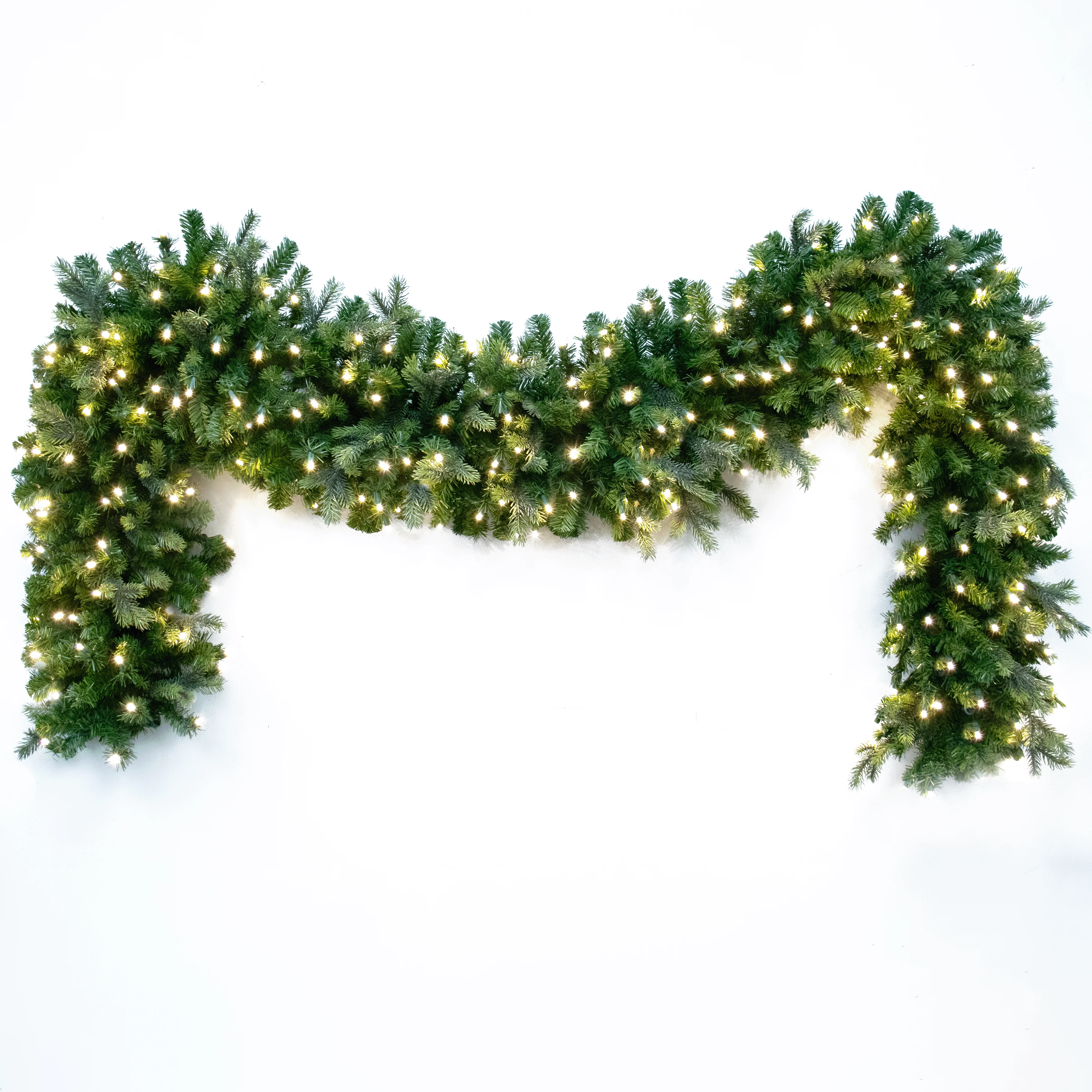 Mixed Pine Artificial Christmas Garland, LED Lit Warm White, (10"D / 14"D) - Image 2