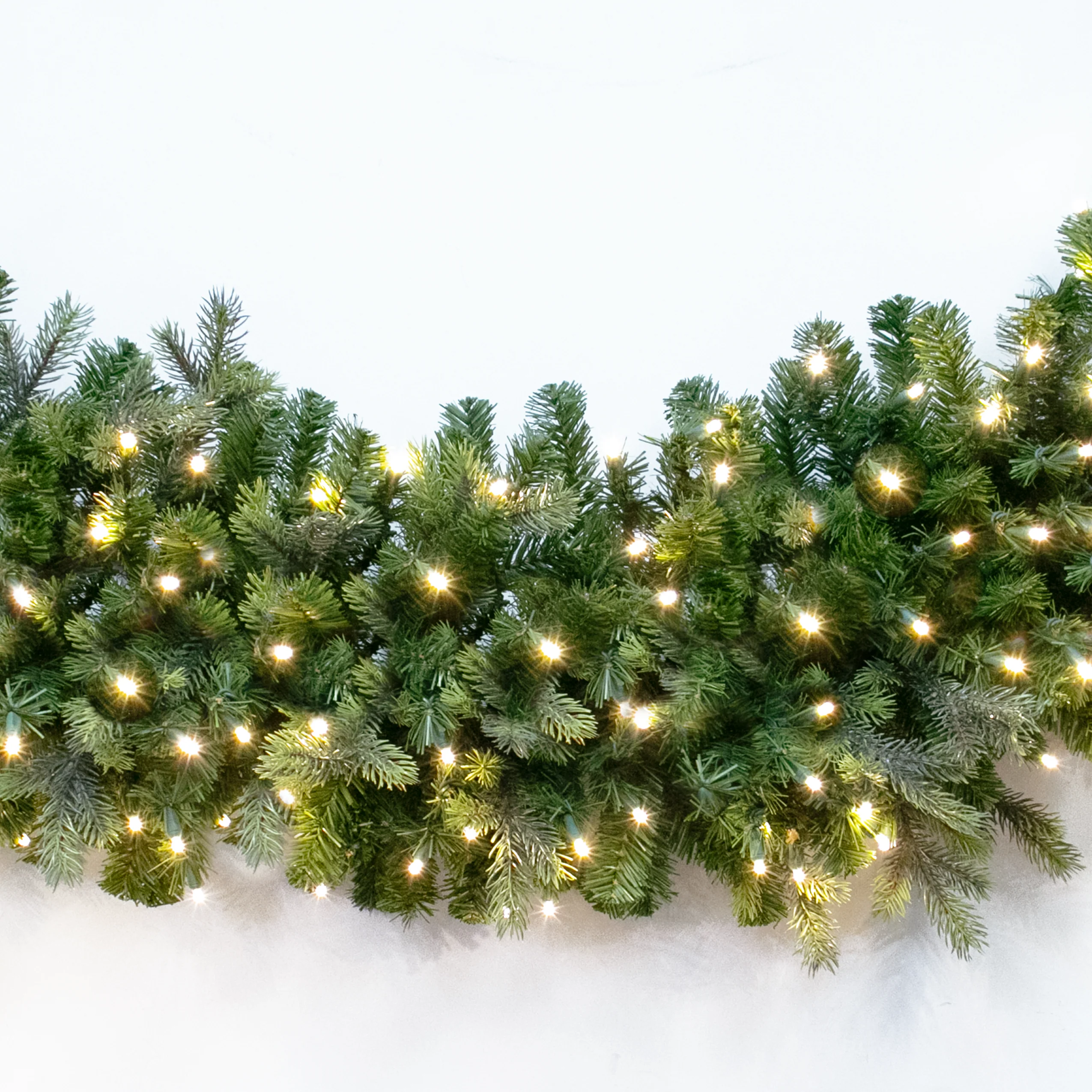 Mixed Pine Artificial Christmas Garland, LED Lit Warm White, (10"D / 14"D) - Image 3