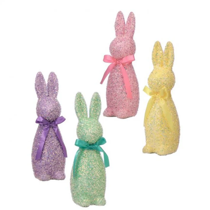 Iridescent Glitter Bunny Figure, 12.5" (4 styles - sold individually)