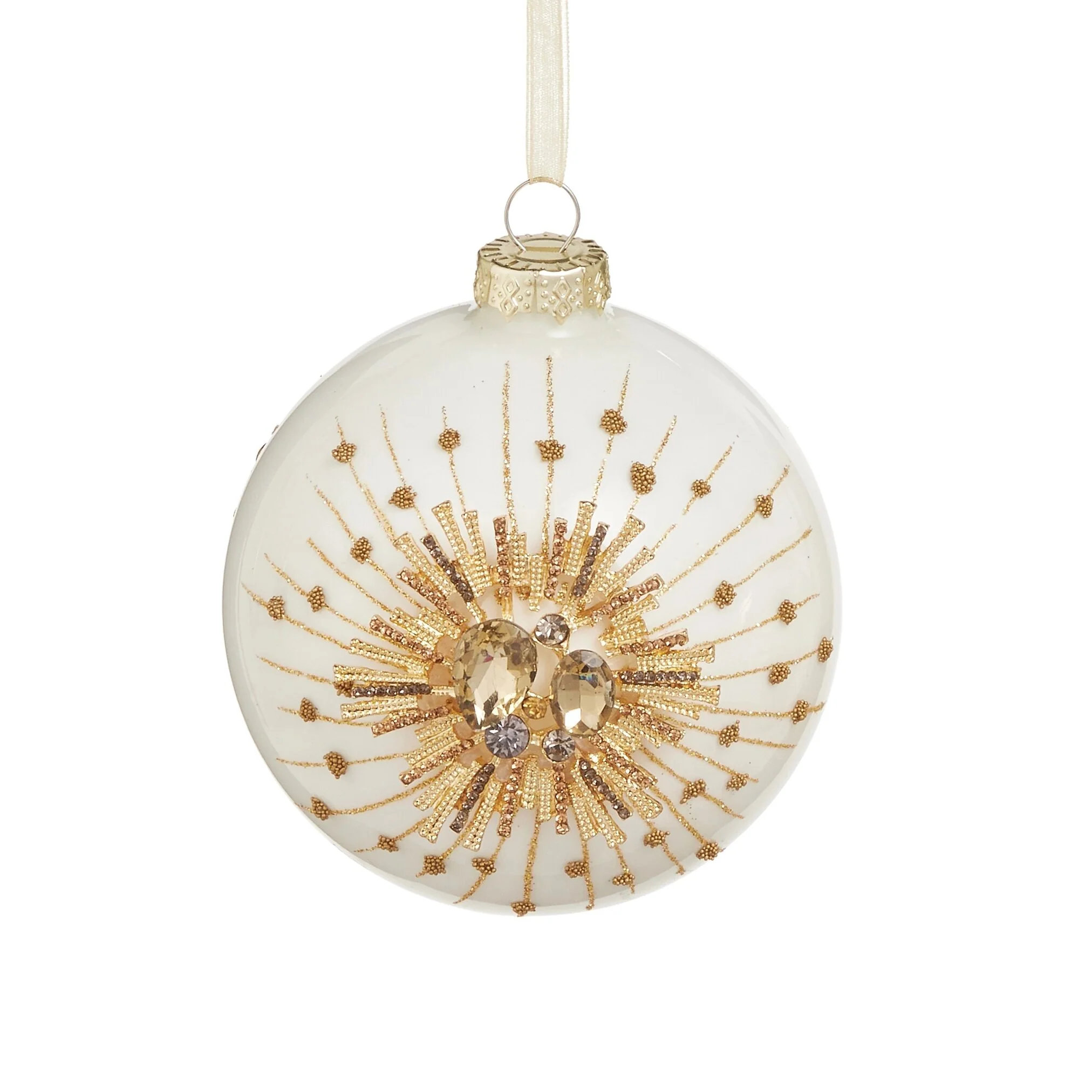 Jewel Starburst Ball Glass Ornament, 4.5" (2 styles - sold individually) - Image 2