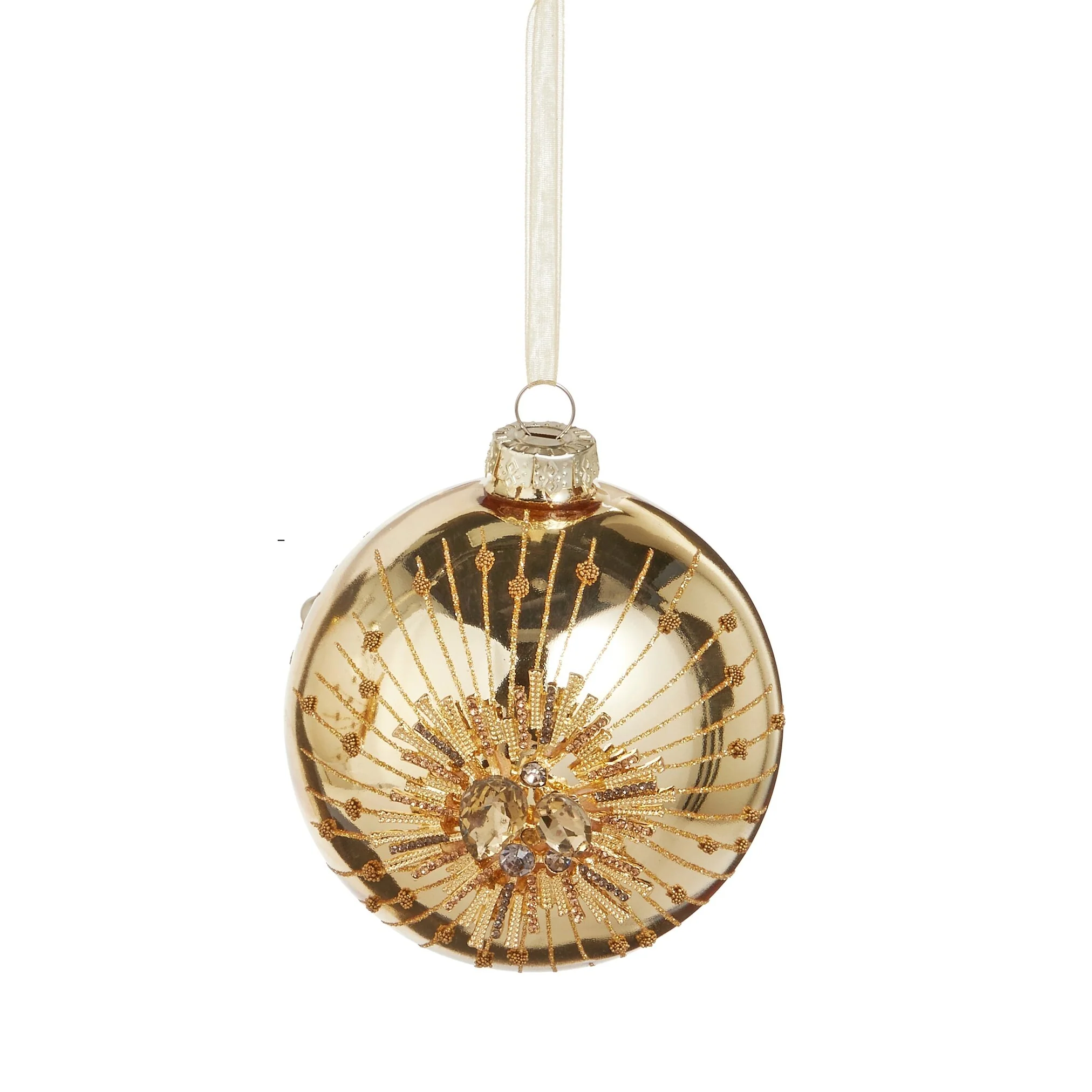 Jewel Starburst Ball Glass Ornament, 4.5" (2 styles - sold individually) - Image 3