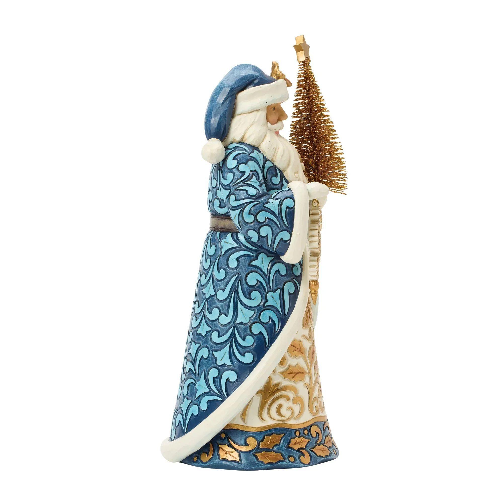 Jim Shore Blue & Gold Santa Sisal Figurine, 10" - Image 2