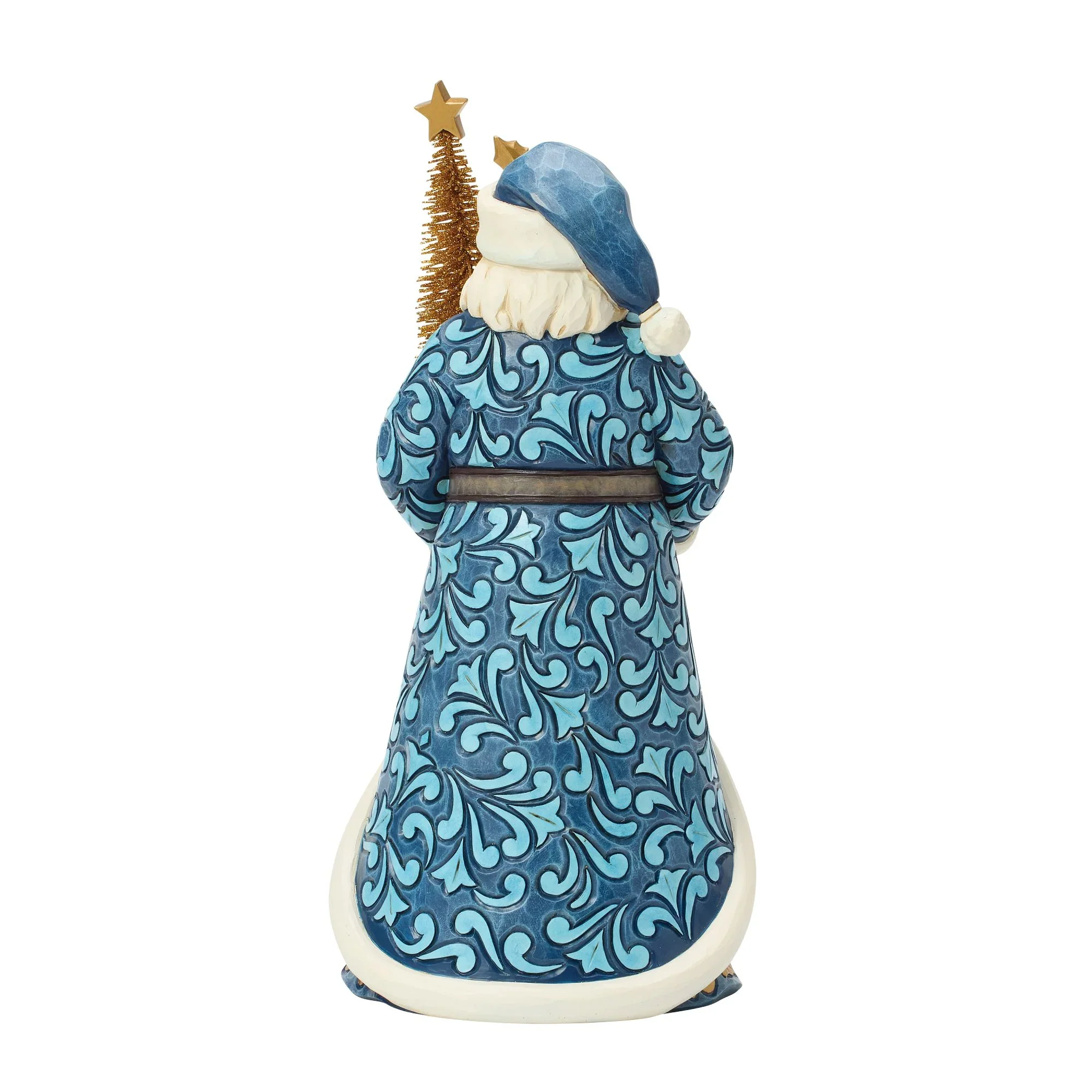 Jim Shore Blue & Gold Santa Sisal Figurine, 10" - Image 3