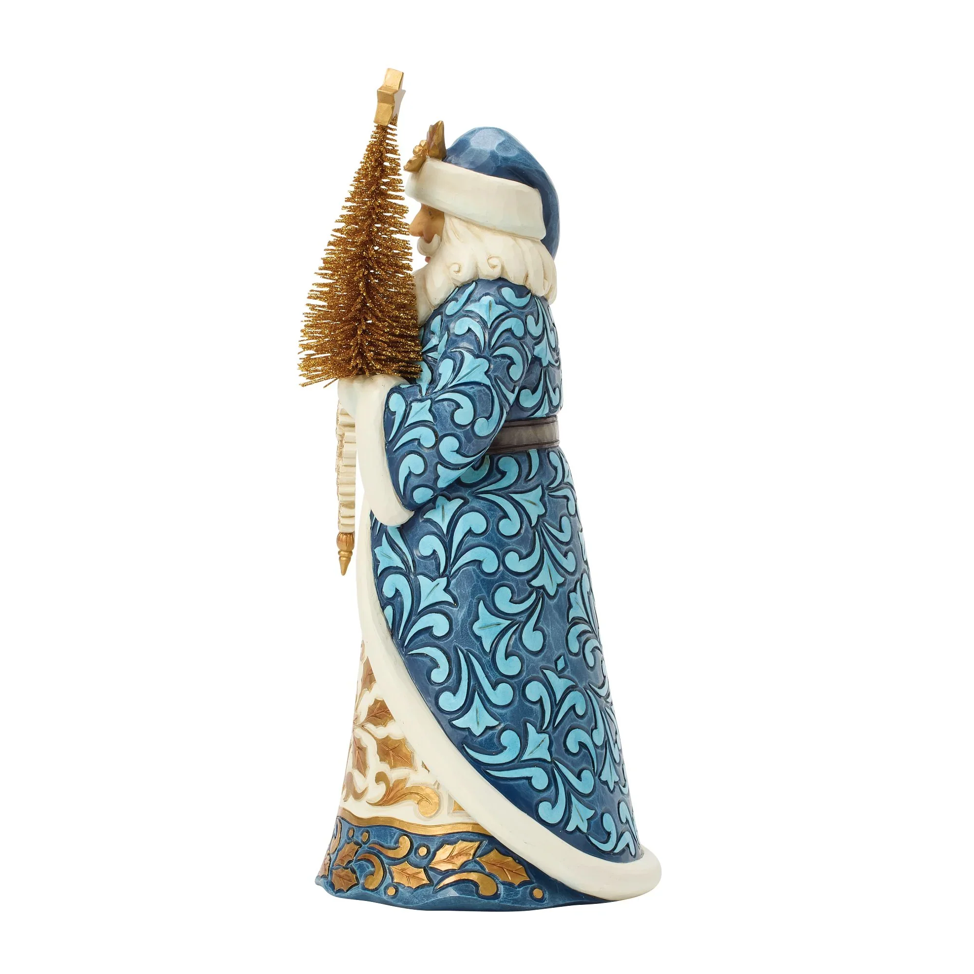 Jim Shore Blue & Gold Santa Sisal Figurine, 10" - Image 4